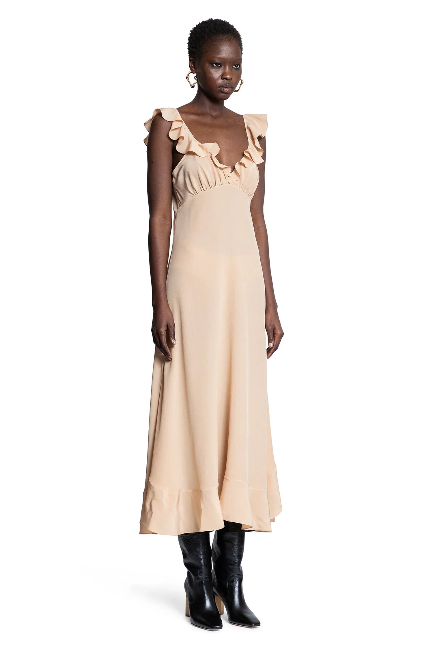 Long Sun Dress in crêpe de chine - Antonioli.eu