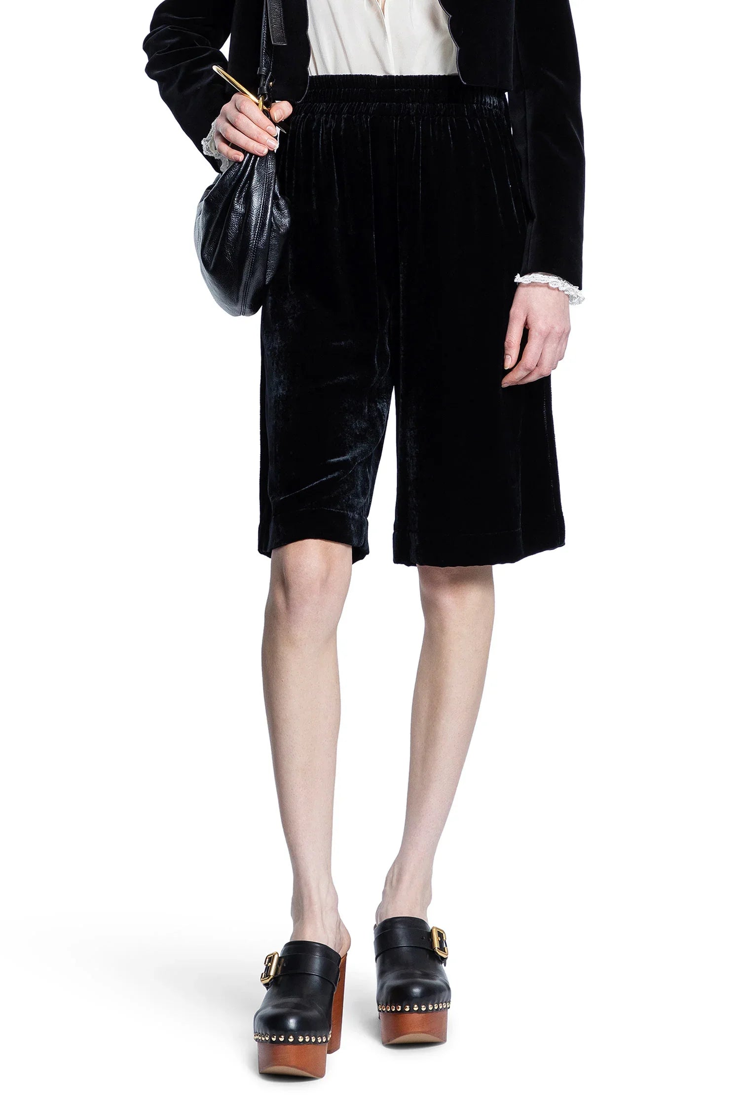 Fluid Bermuda Shorts in Liquid Velvet - Antonioli.eu