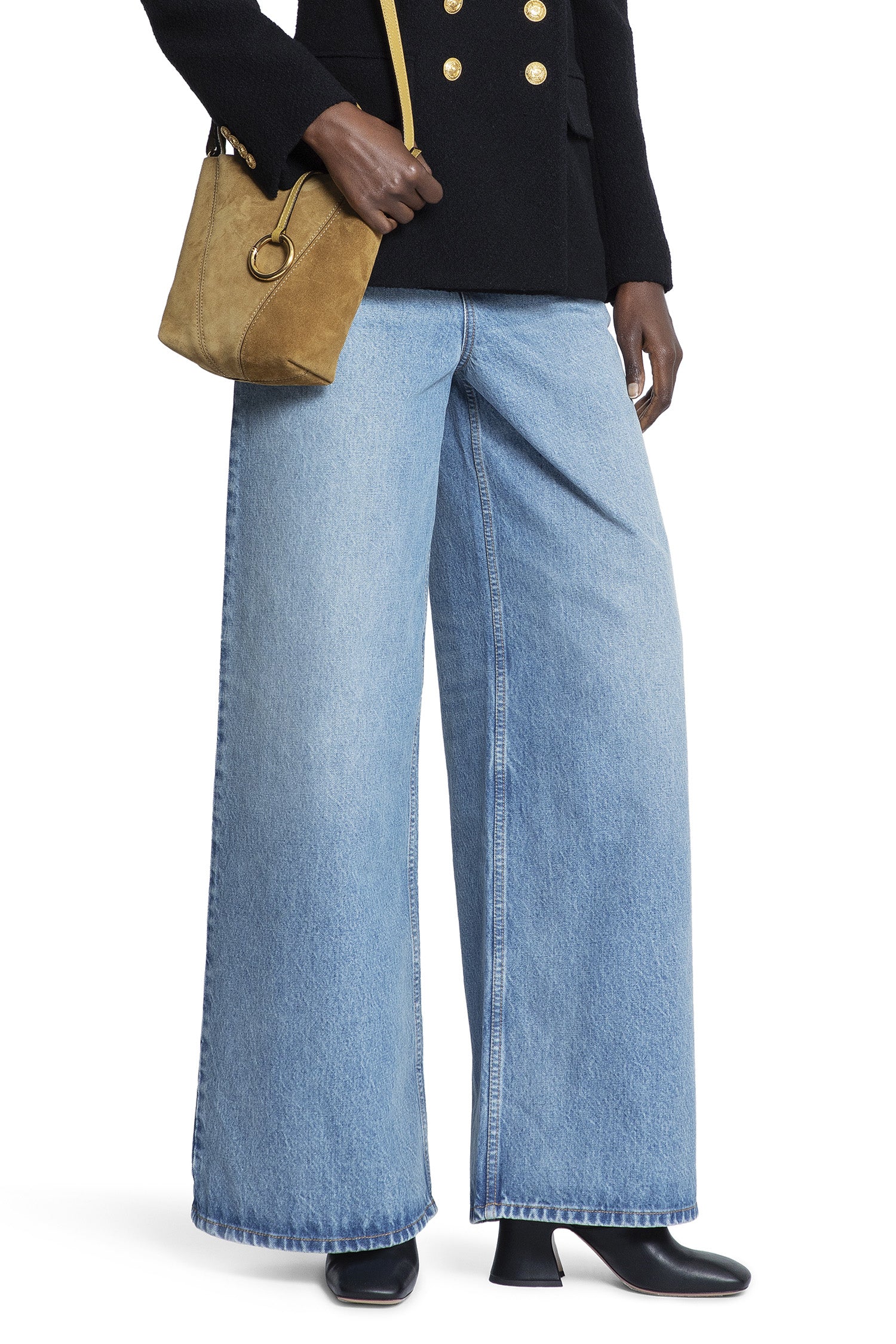 High-Rise Wide-Leg Jeans in Light Wash Denim - Antonioli.eu