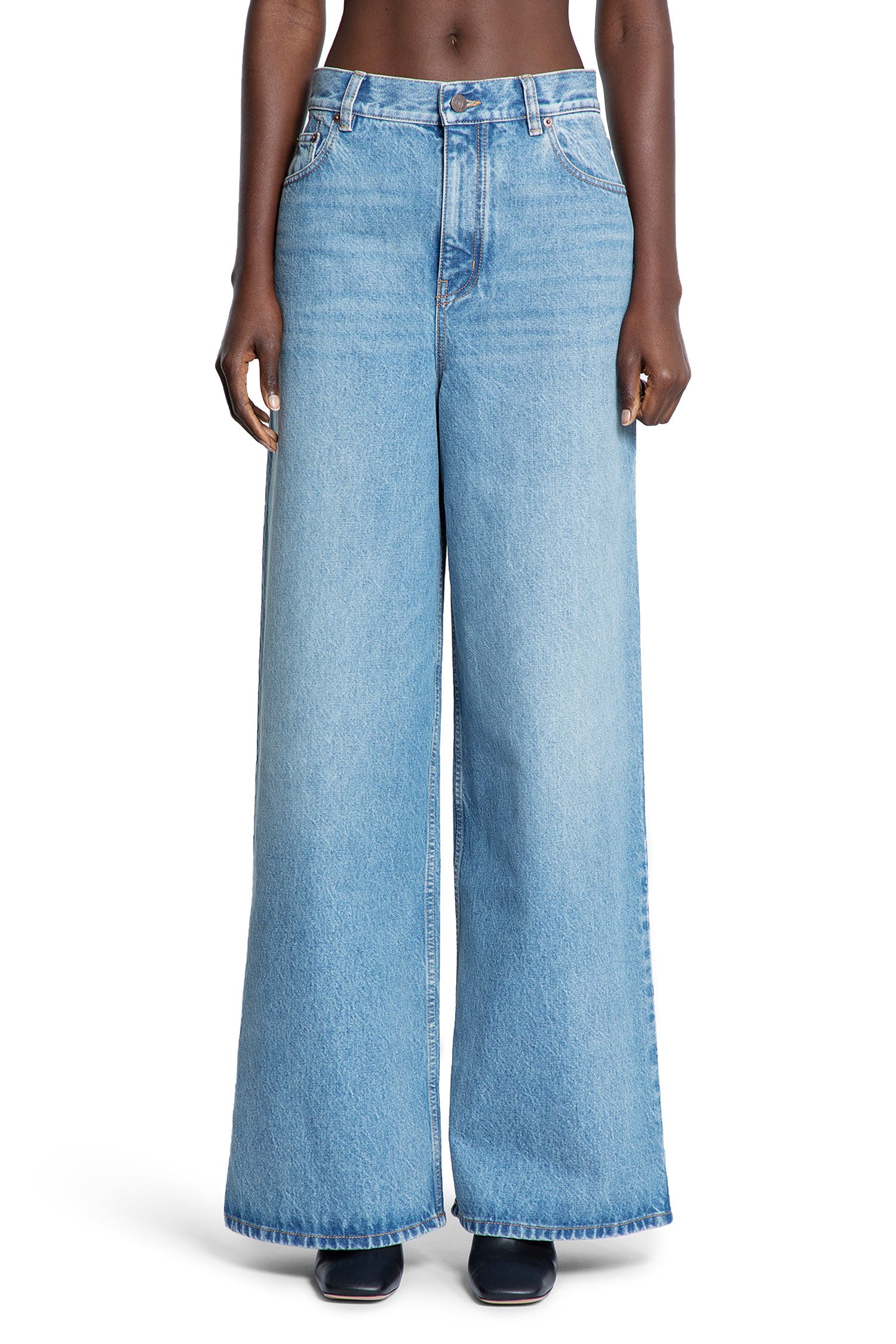 High-Rise Wide-Leg Jeans in Light Wash Denim - Antonioli.eu