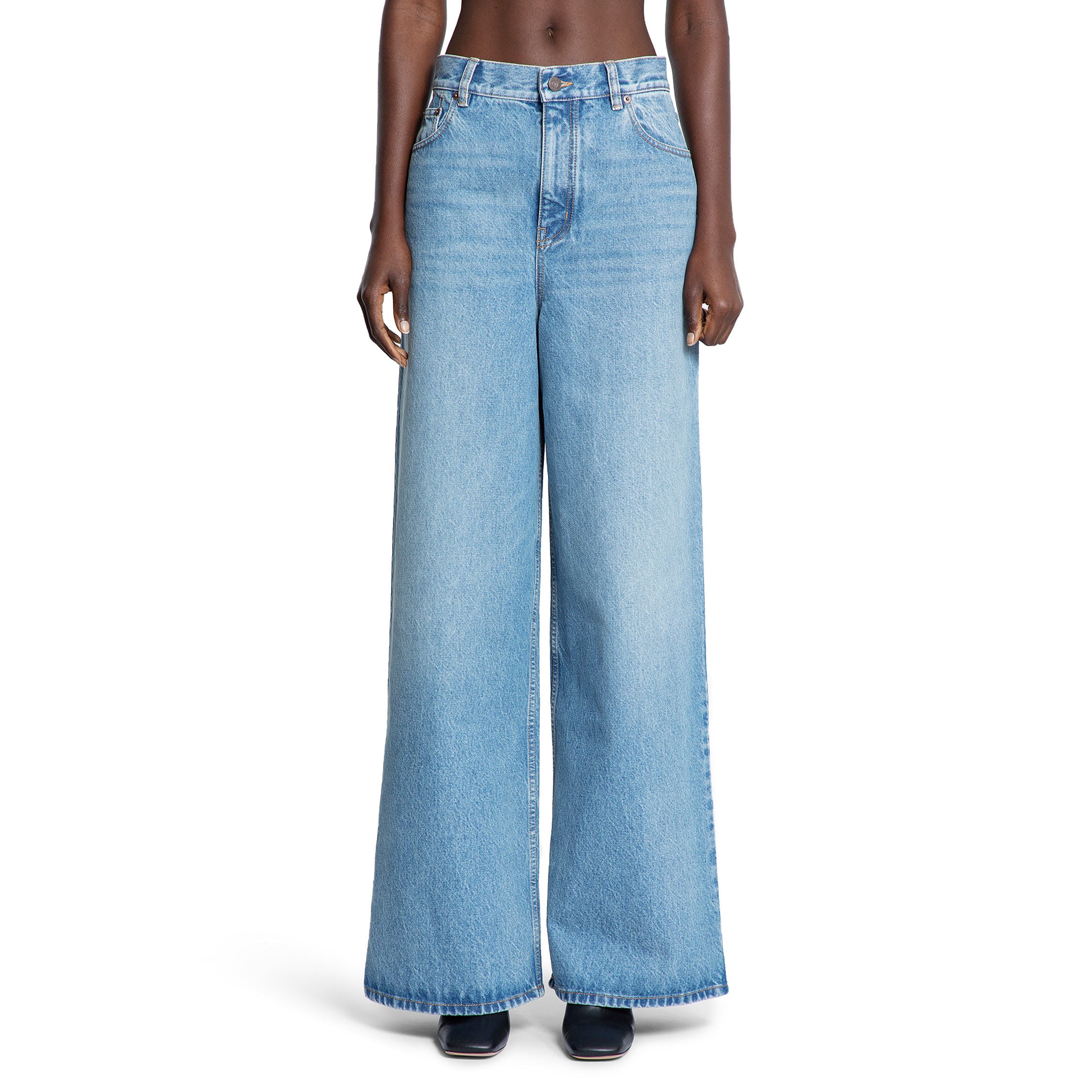 High-Rise Wide-Leg Jeans in Light Wash Denim - Antonioli.eu