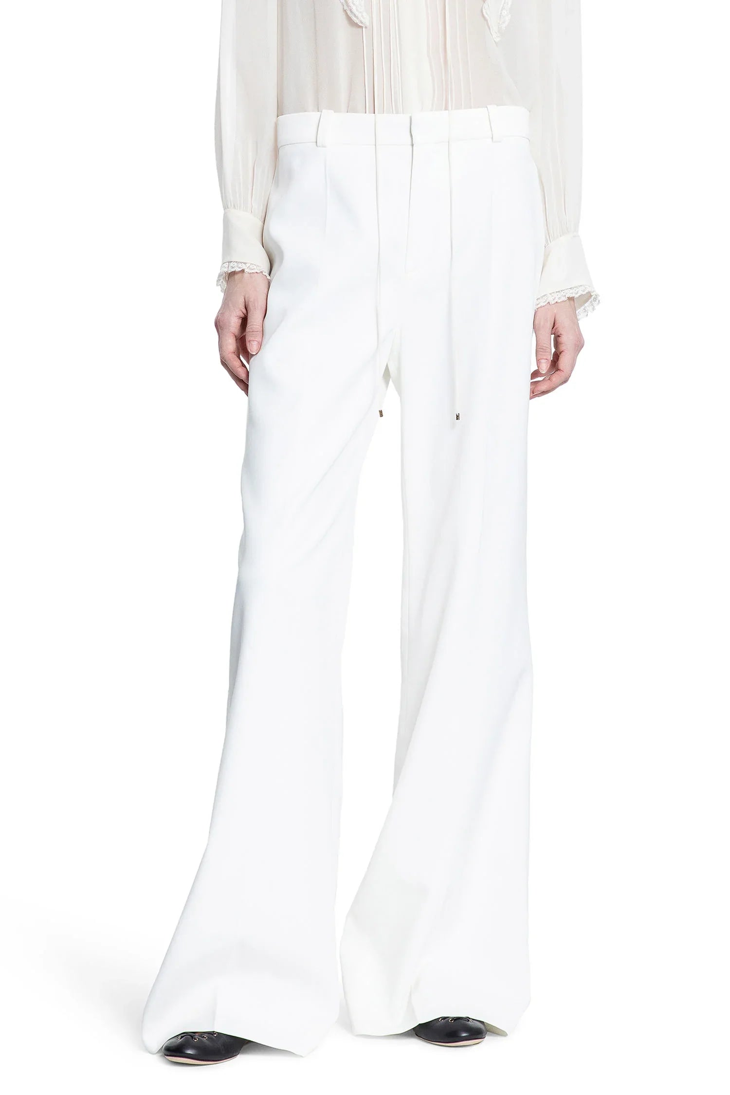 Flared Trousers in Grain De Poudre - Antonioli.eu
