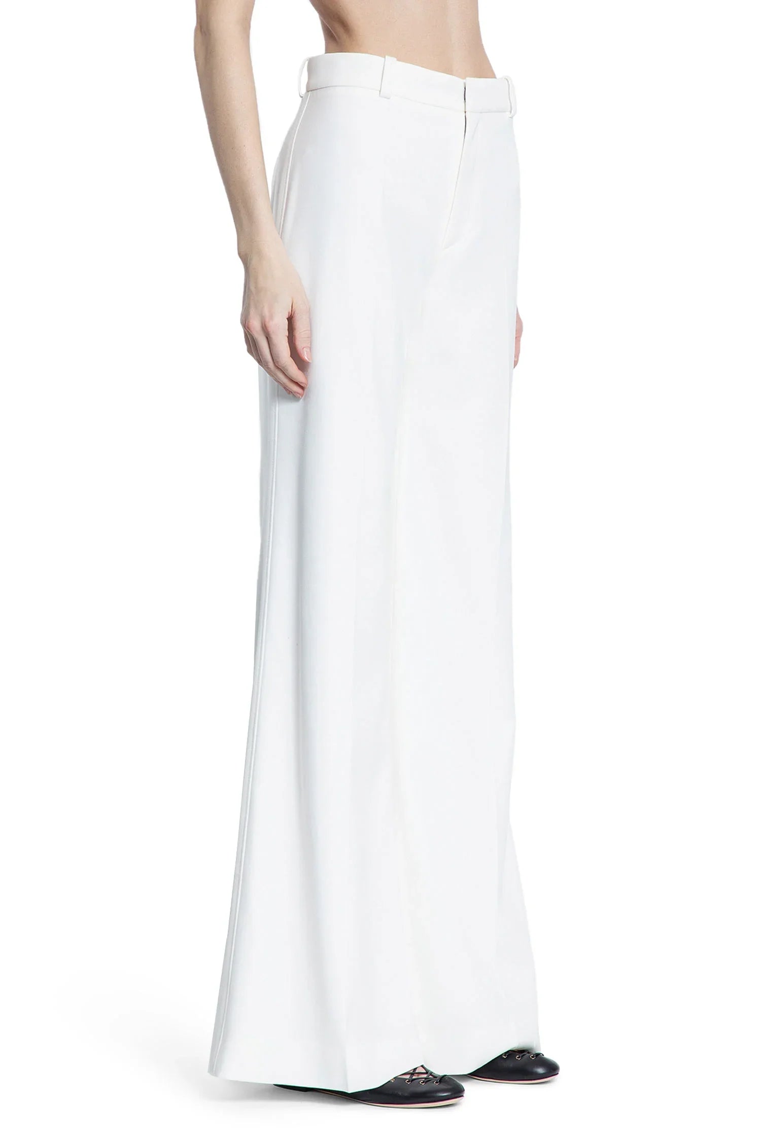Flared Trousers in Grain De Poudre - Antonioli.eu