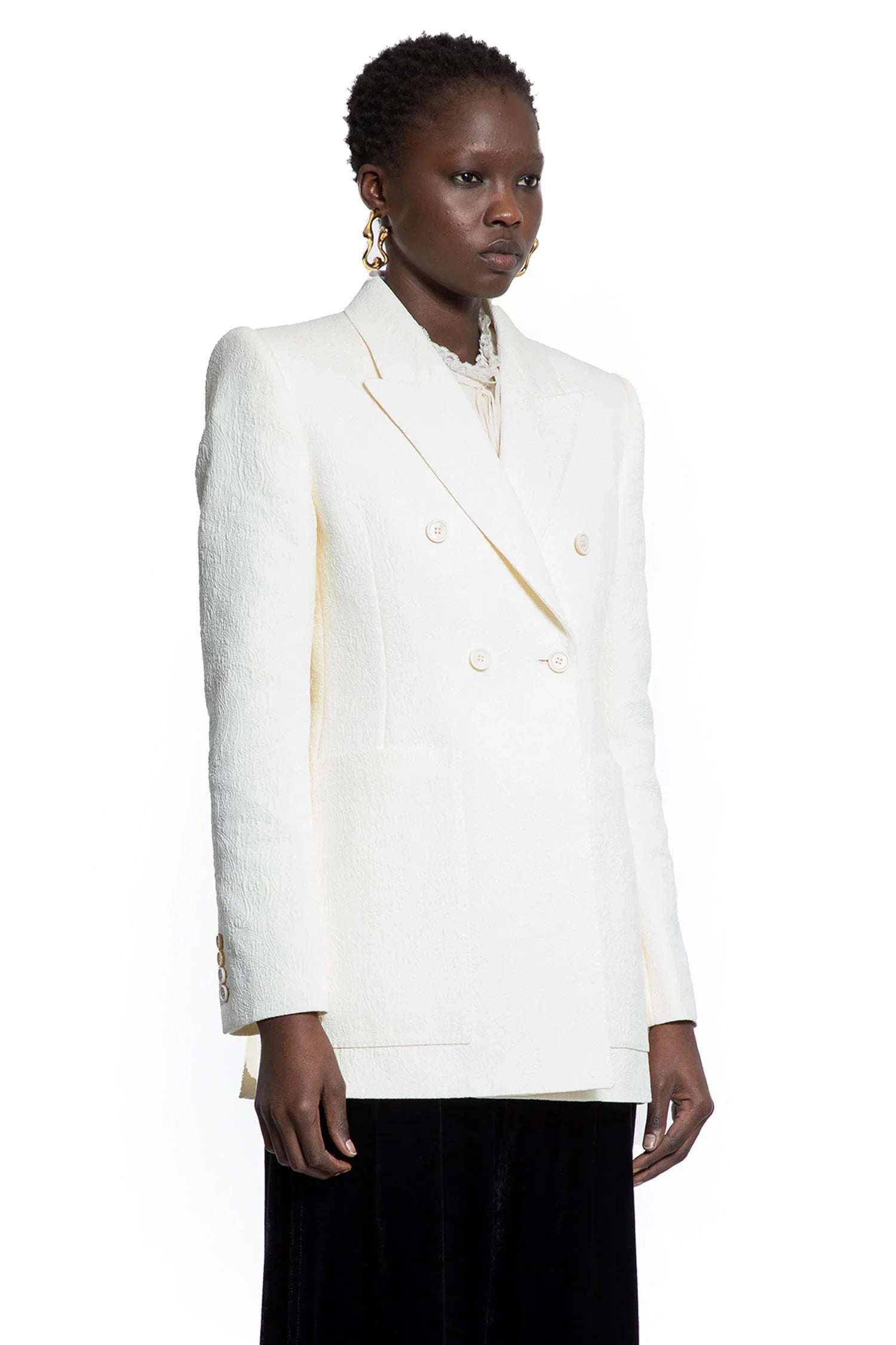 Cotton Nylon Jacquard Tailored Blazer - Antonioli.eu