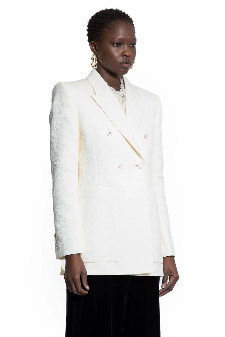 Cotton Nylon Jacquard Tailored Blazer - Antonioli.eu