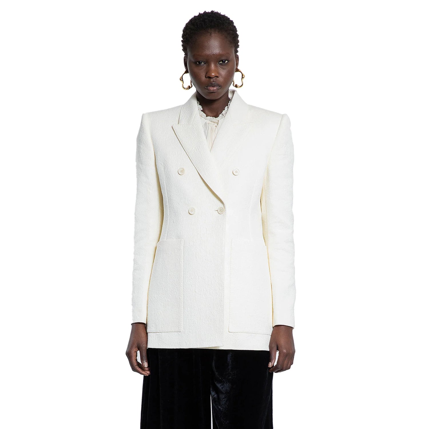 Cotton Nylon Jacquard Tailored Blazer - Antonioli.eu