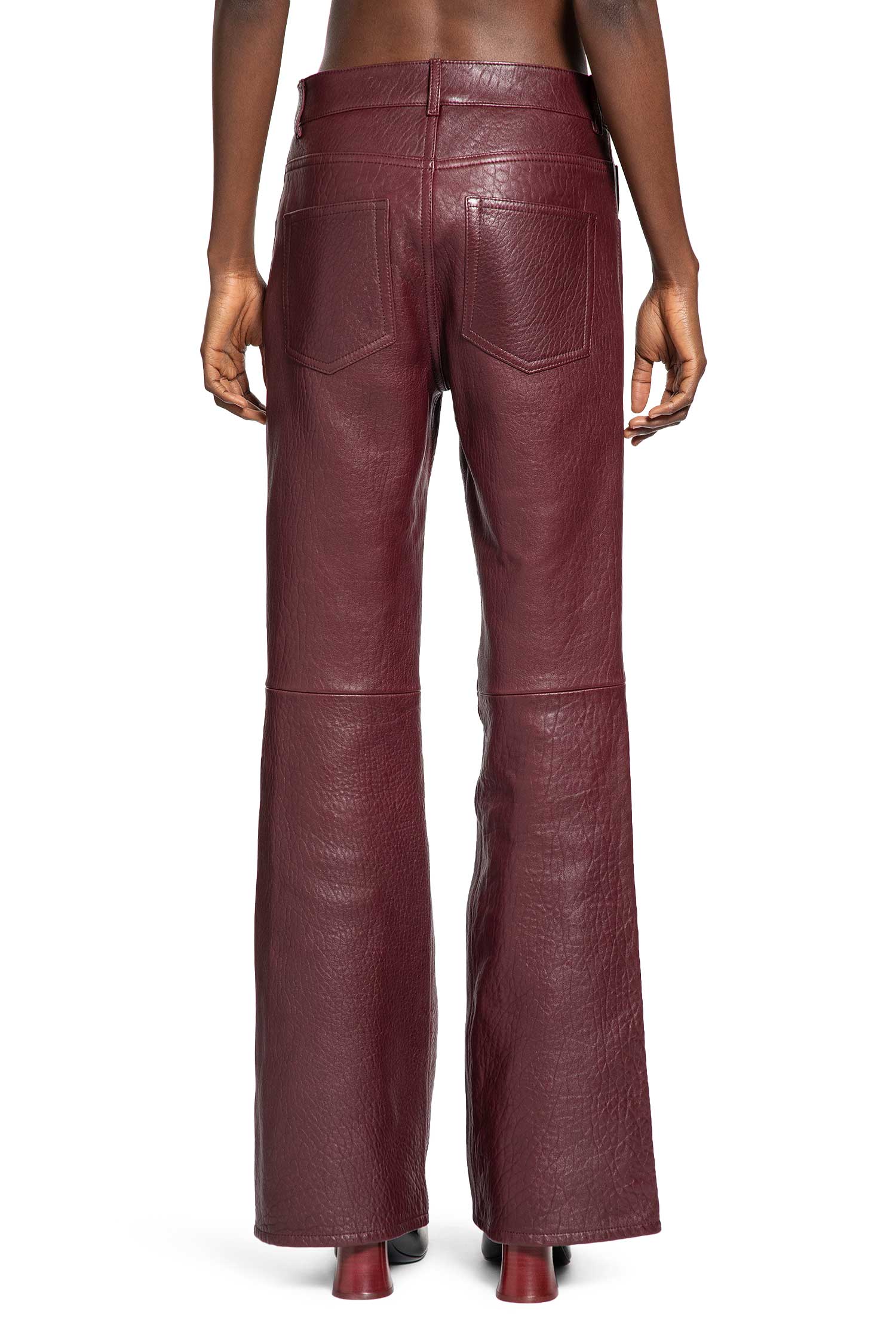 Flared Trousers in Light Bubble Lambskin