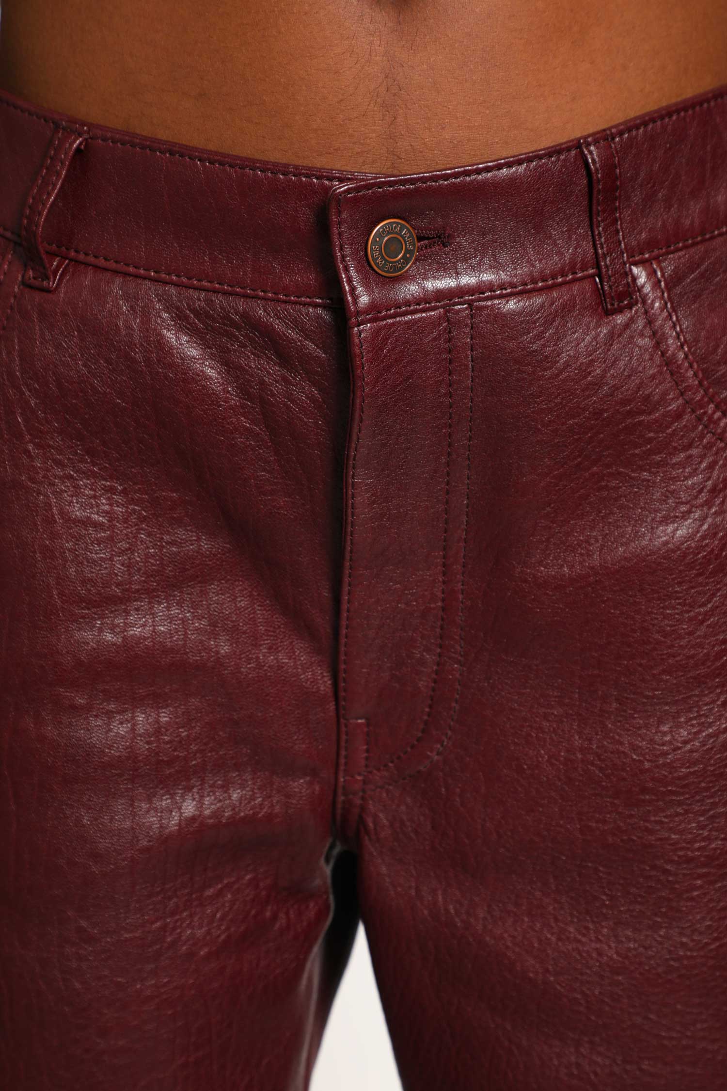 Flared Trousers in Light Bubble Lambskin