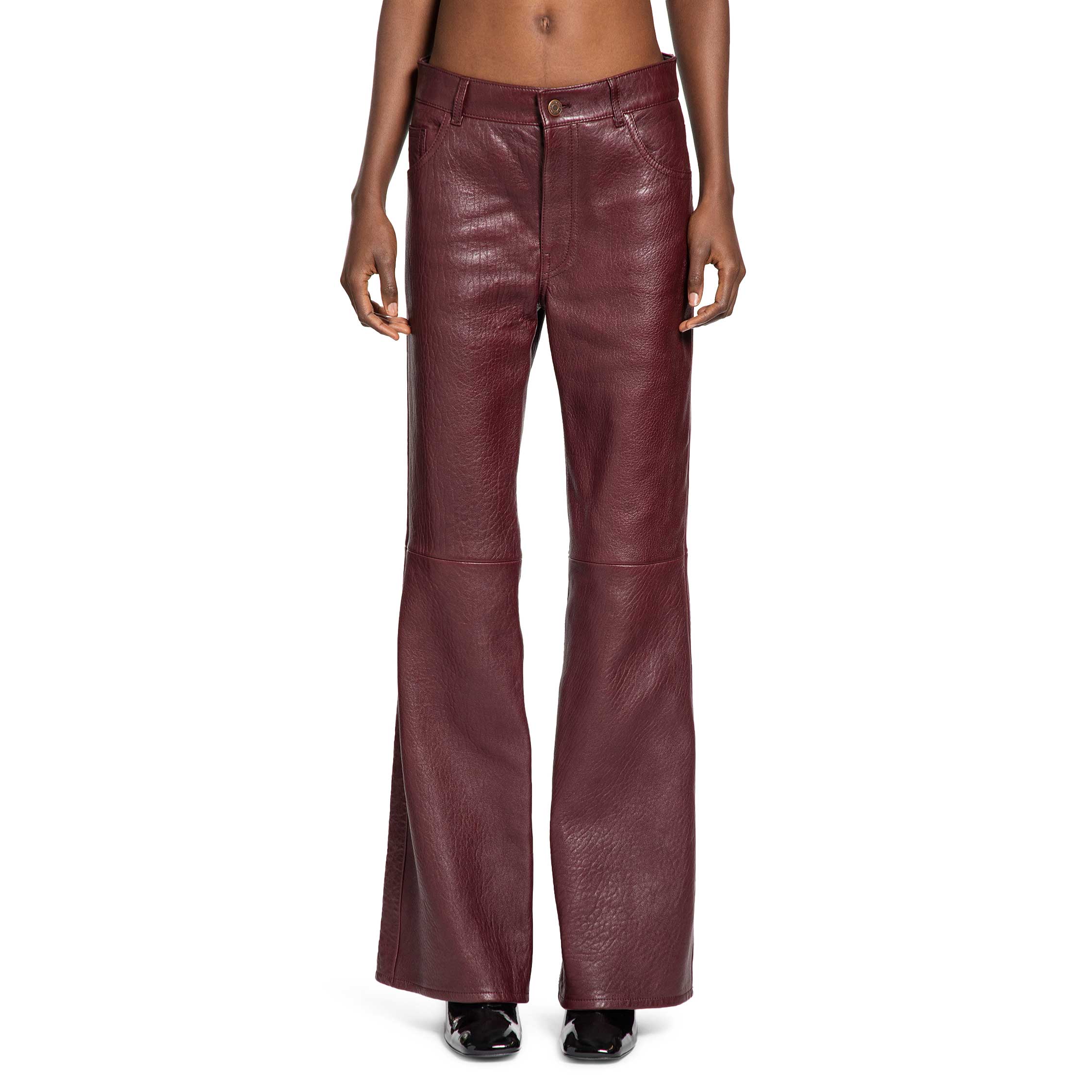 Flared Trousers in Light Bubble Lambskin