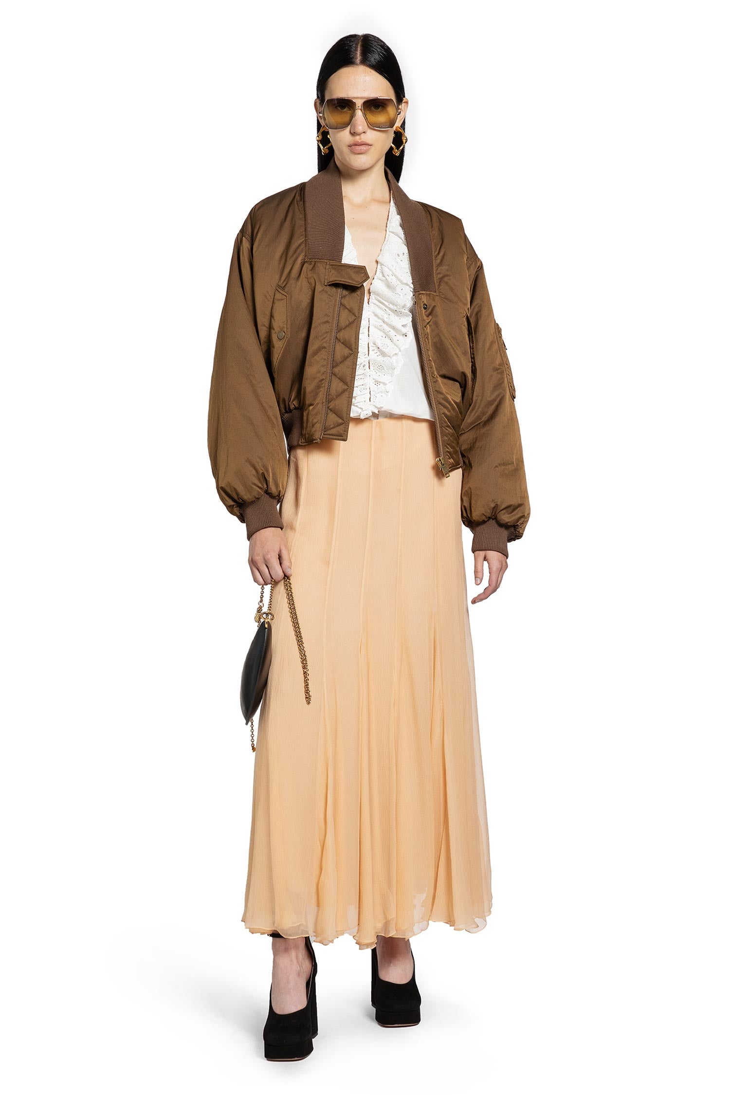 Fluid Maxi Skirt in Silk Mousseline - Antonioli.eu