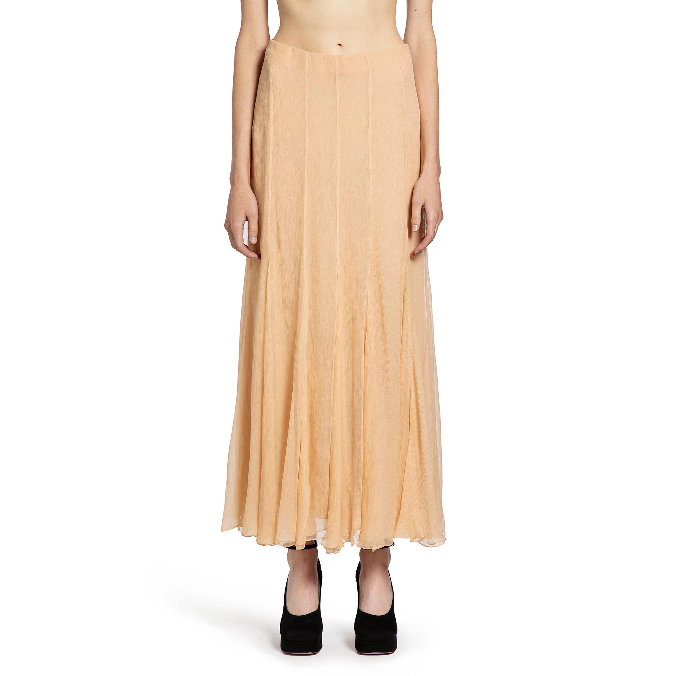Fluid Maxi Skirt in Silk Mousseline - Antonioli.eu