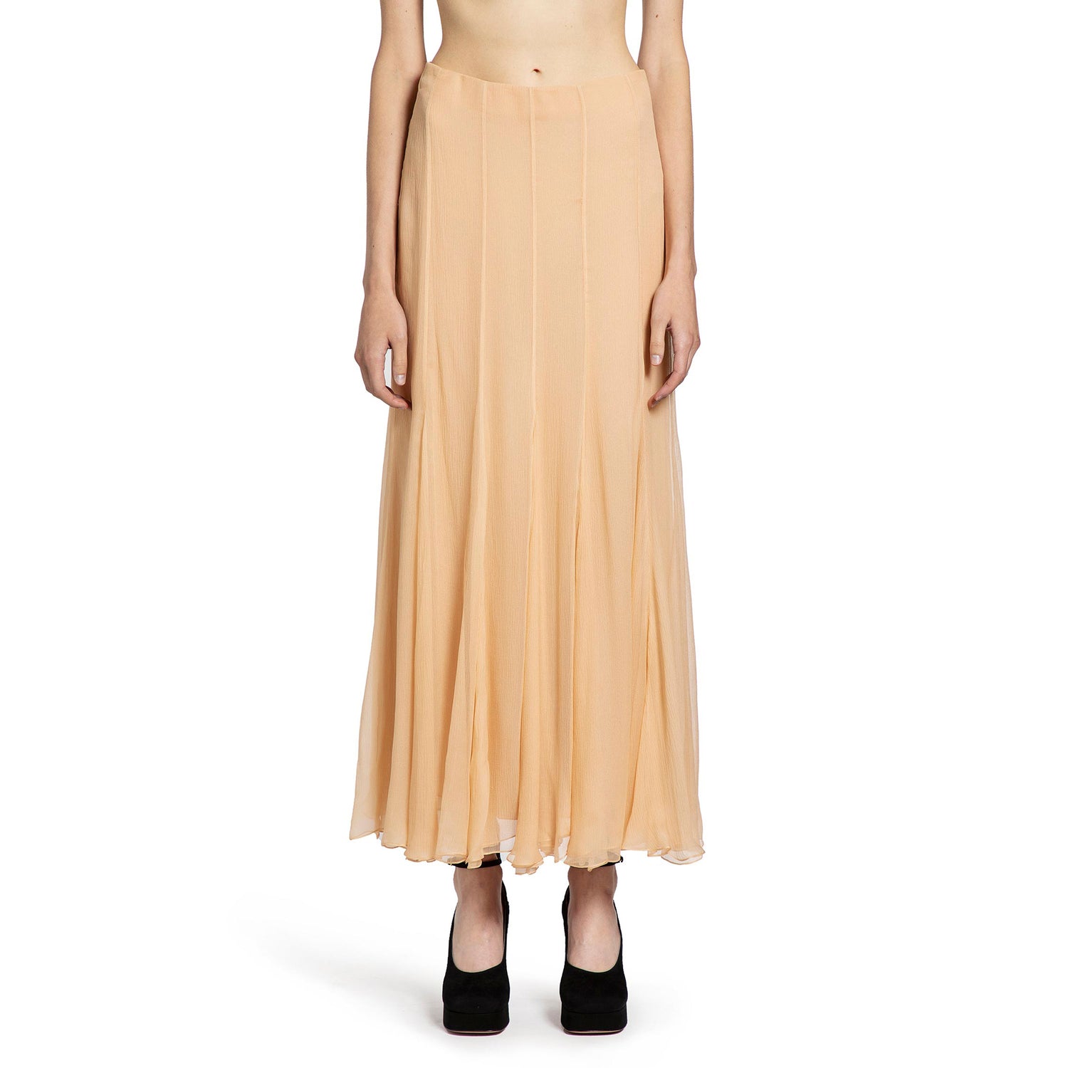 Fluid Maxi Skirt in Silk Mousseline - Antonioli.eu
