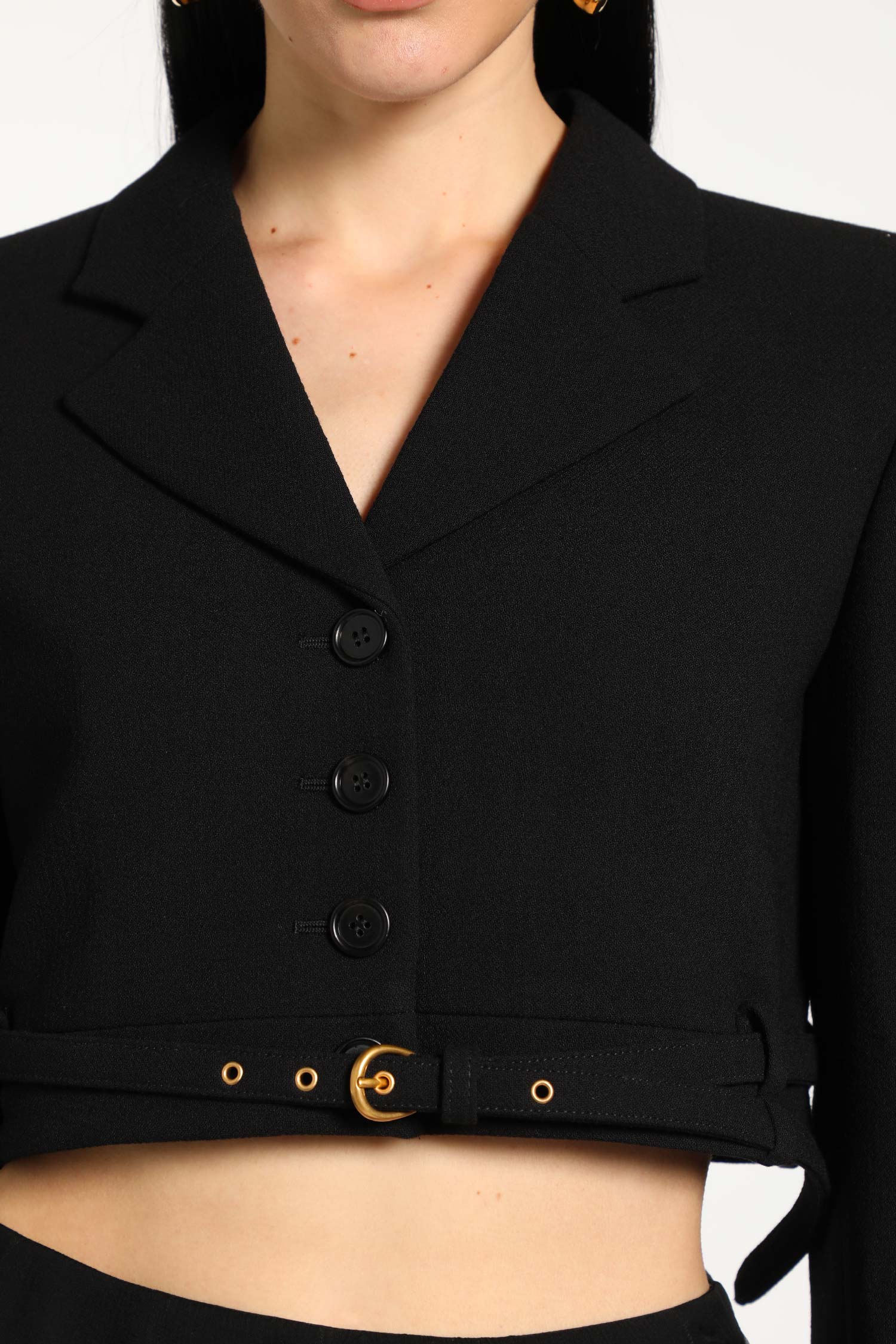 Cropped Spencer Jacket in Wool Crêpe - Antonioli.eu