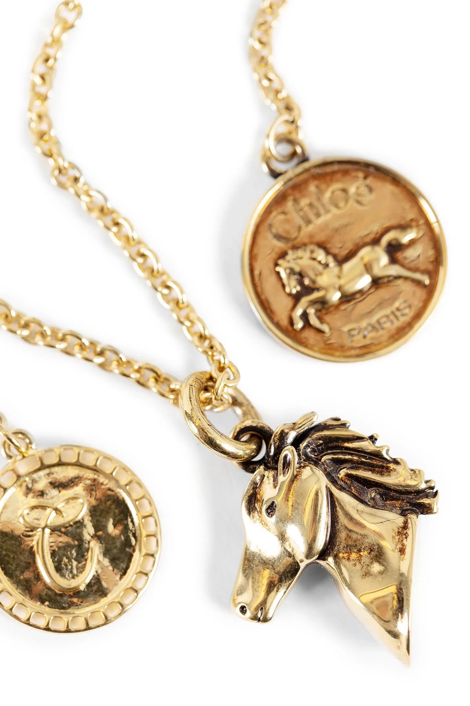 Chloé Charms necklace in vintage gold brass - Antonioli.eu