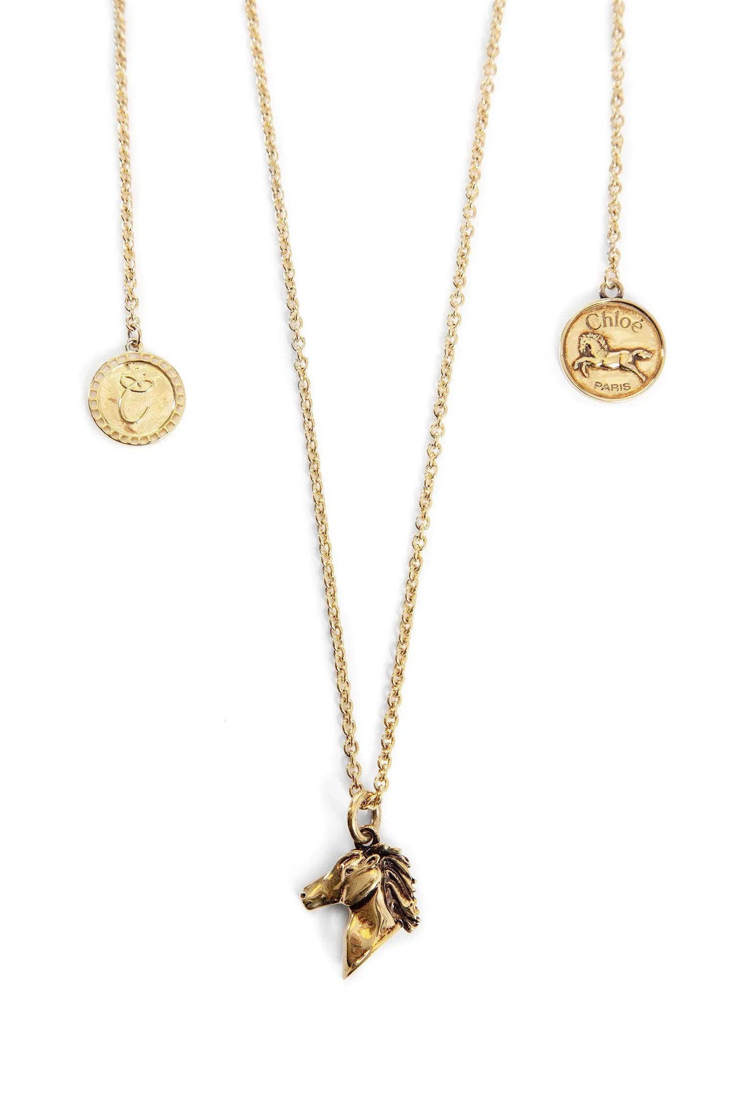 Chloé Charms necklace in vintage gold brass - Antonioli.eu