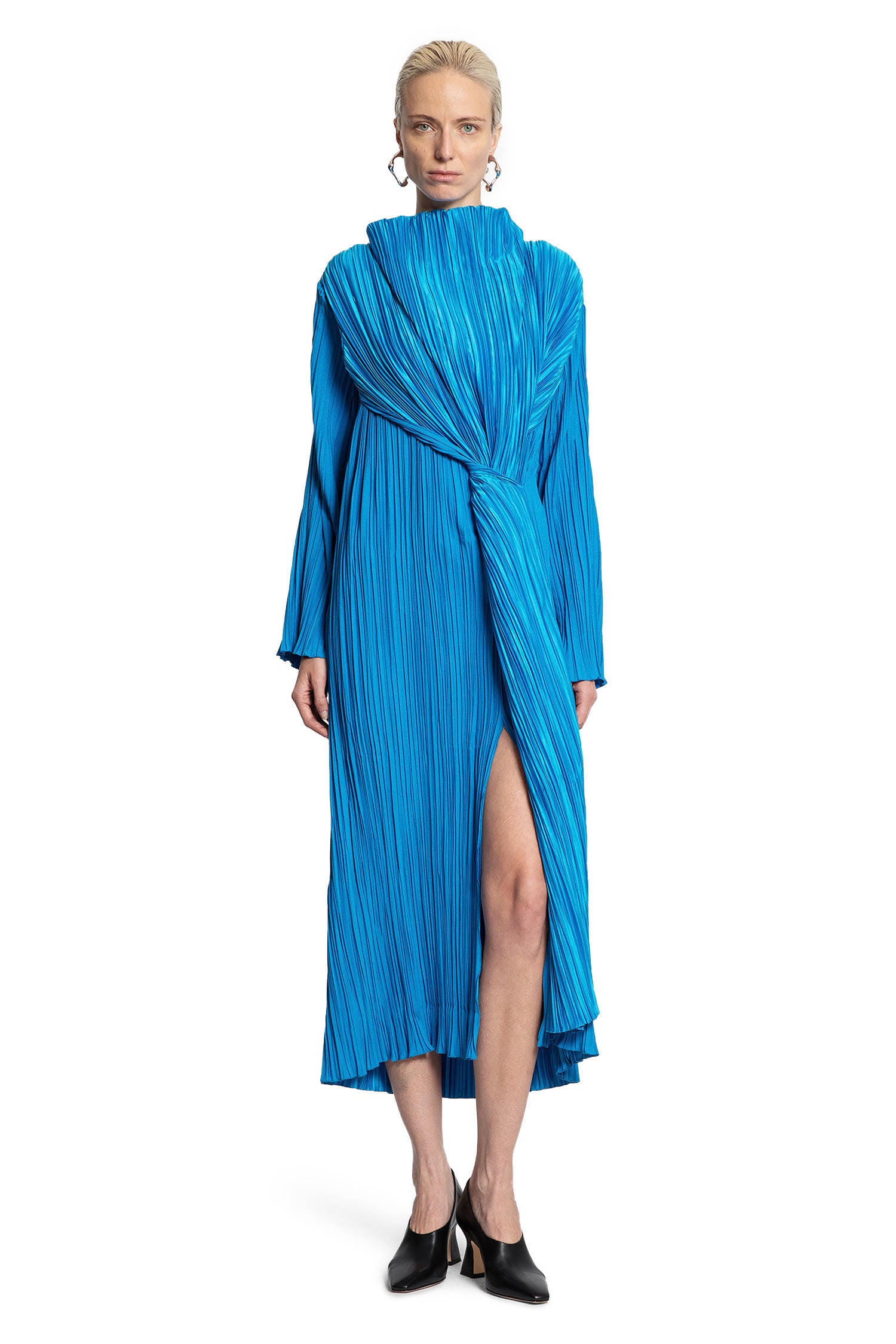 Pleated Dress with Twisted Waist