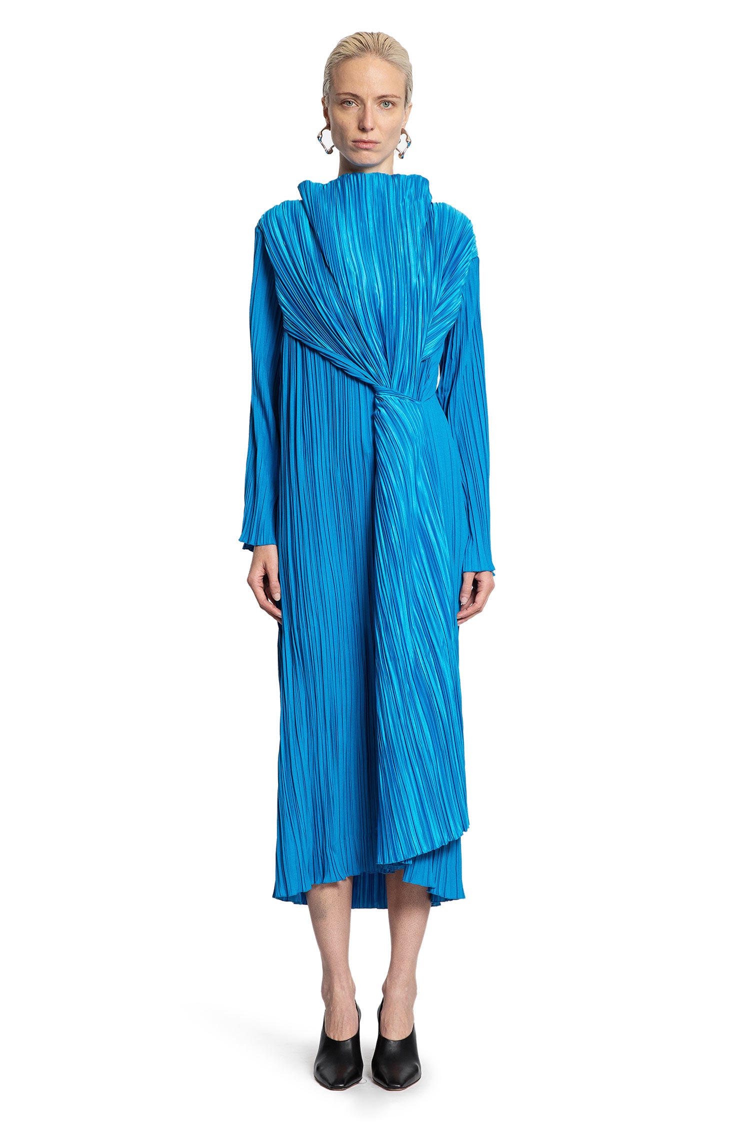 Pleated Dress with Twisted Waist