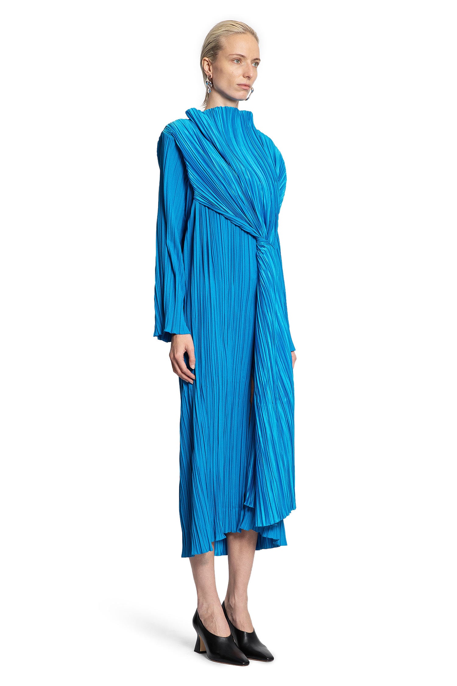 Pleated Dress with Twisted Waist