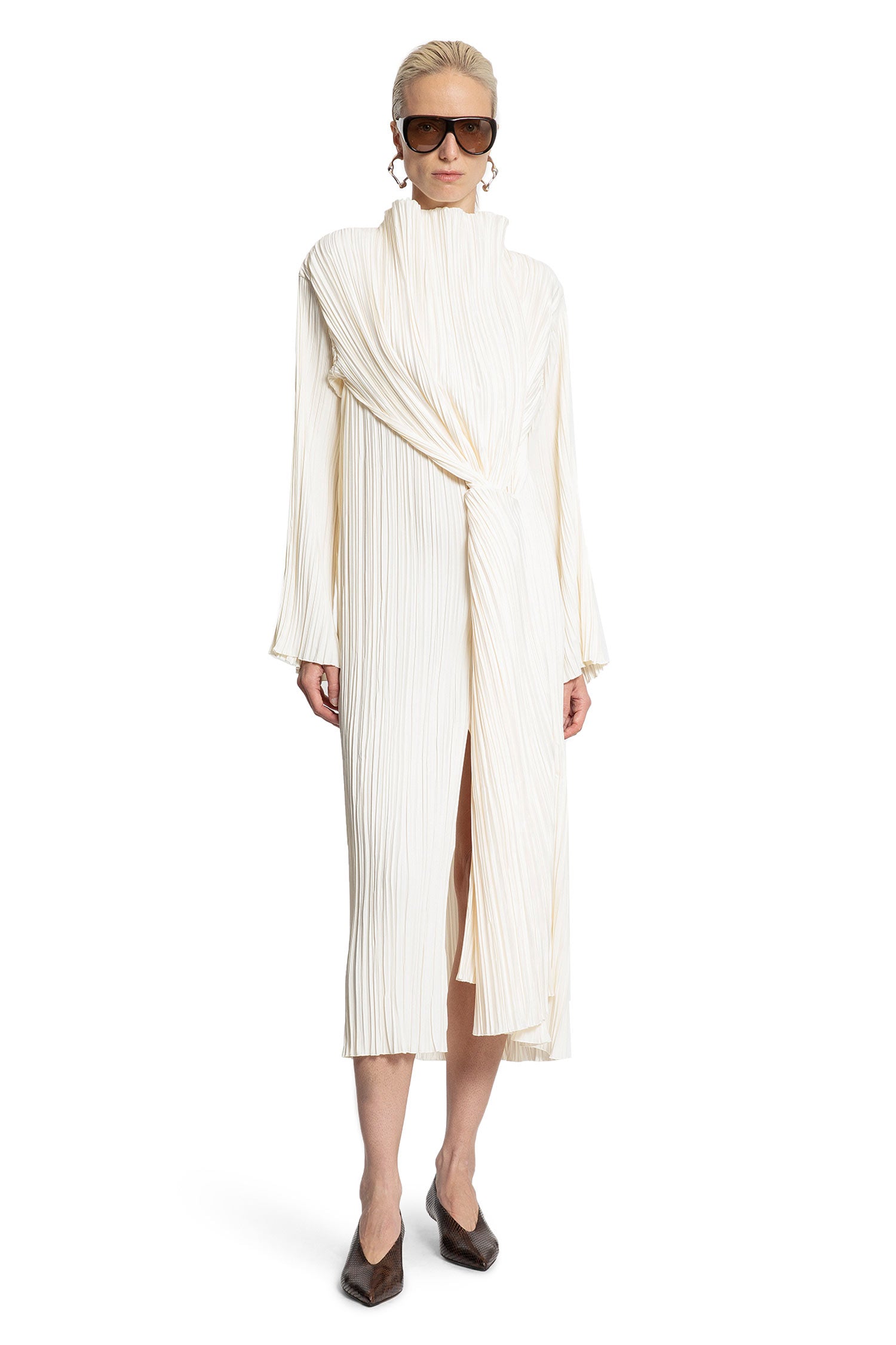 Pleated Dress with Twisted Waist - Antonioli.eu