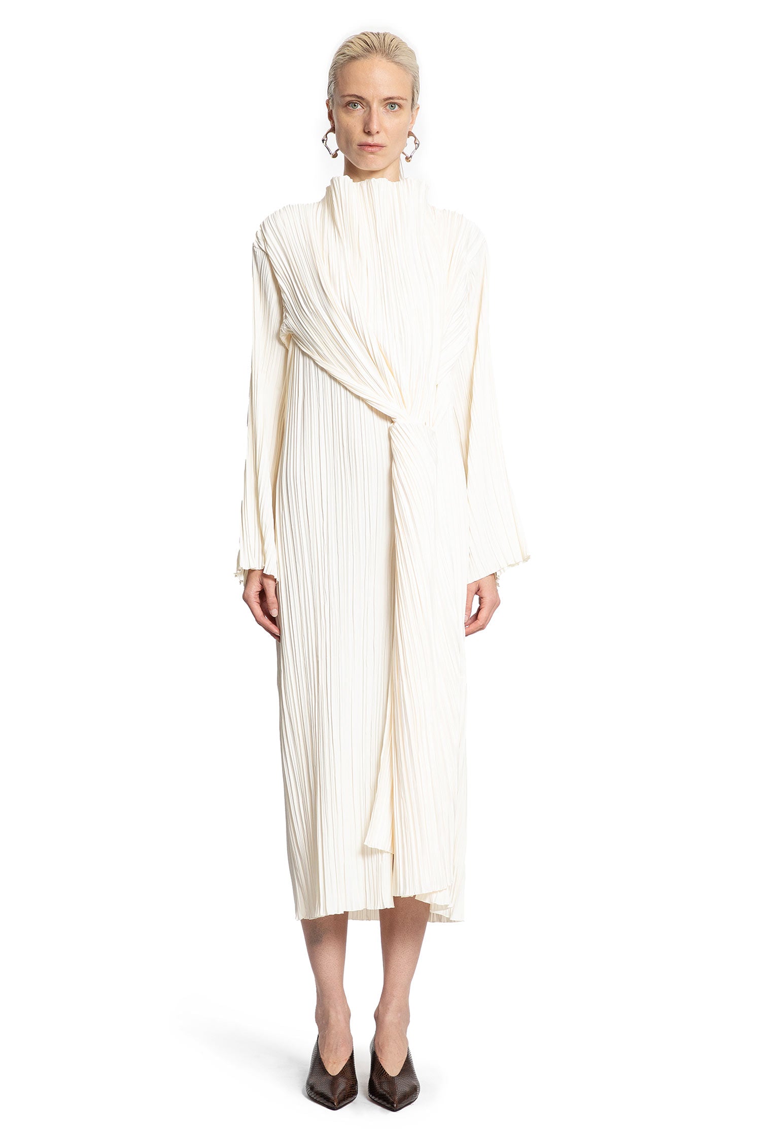 Pleated Dress with Twisted Waist - Antonioli.eu
