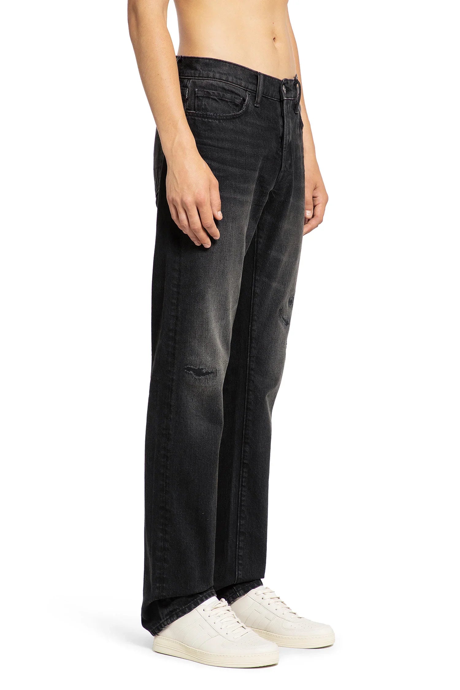 Distressed Straight Leg 5 Pocket Jeans - Antonioli.eu