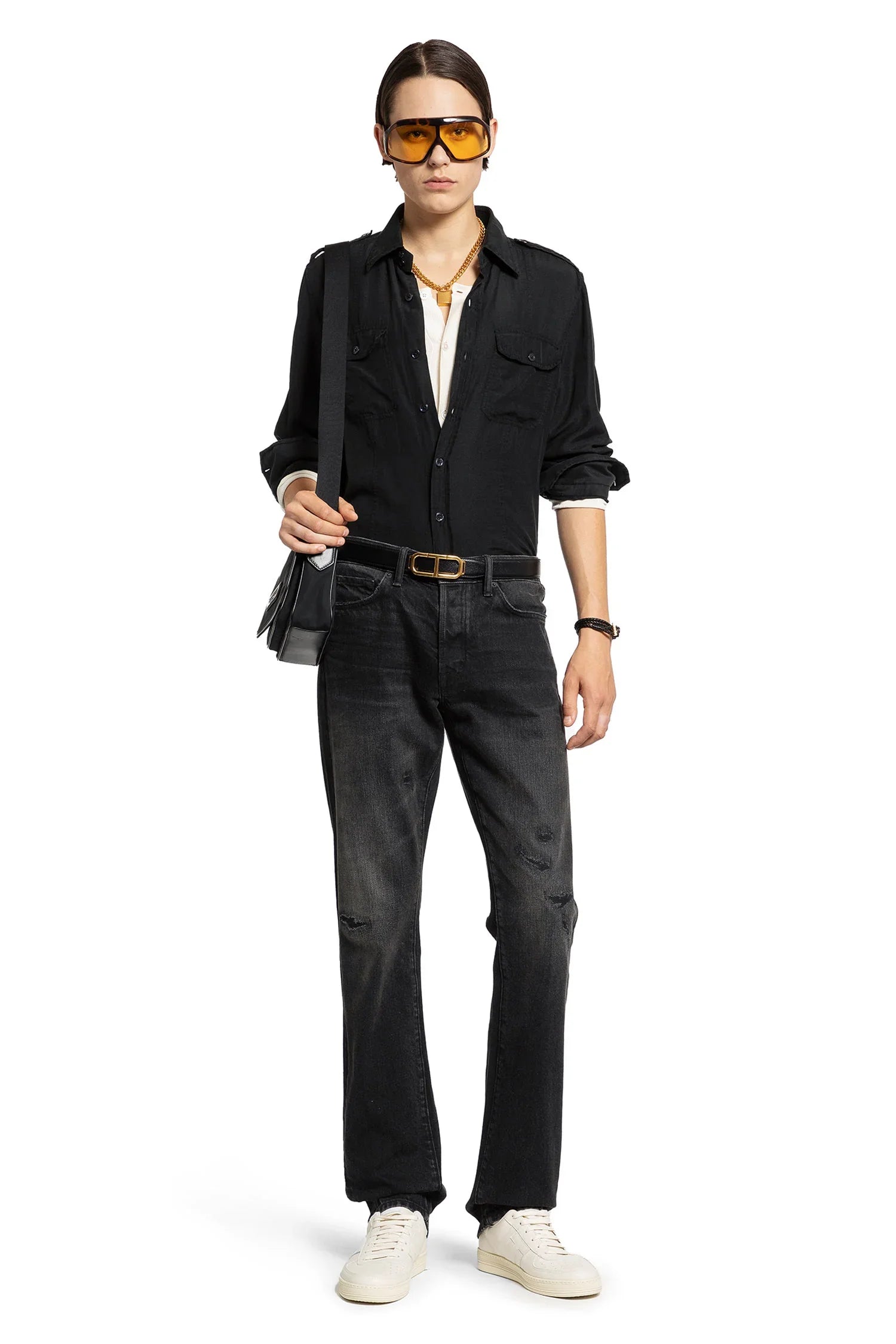Distressed Straight Leg 5 Pocket Jeans - Antonioli.eu
