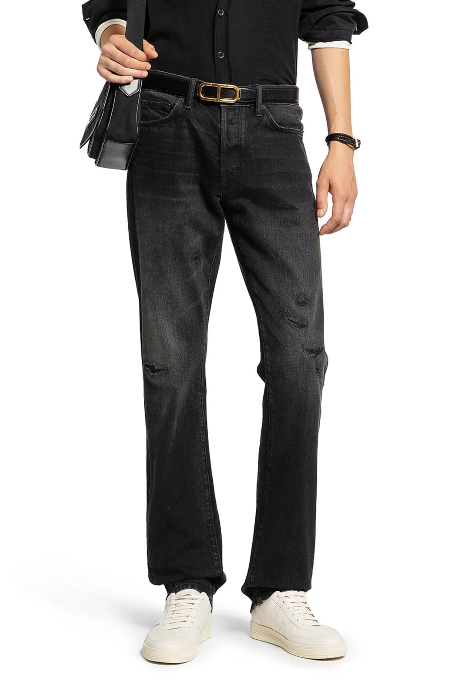 Distressed Straight Leg 5 Pocket Jeans - Antonioli.eu