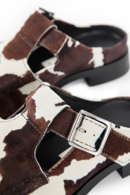 Gianna Cow Buckled Mules - Antonioli.eu