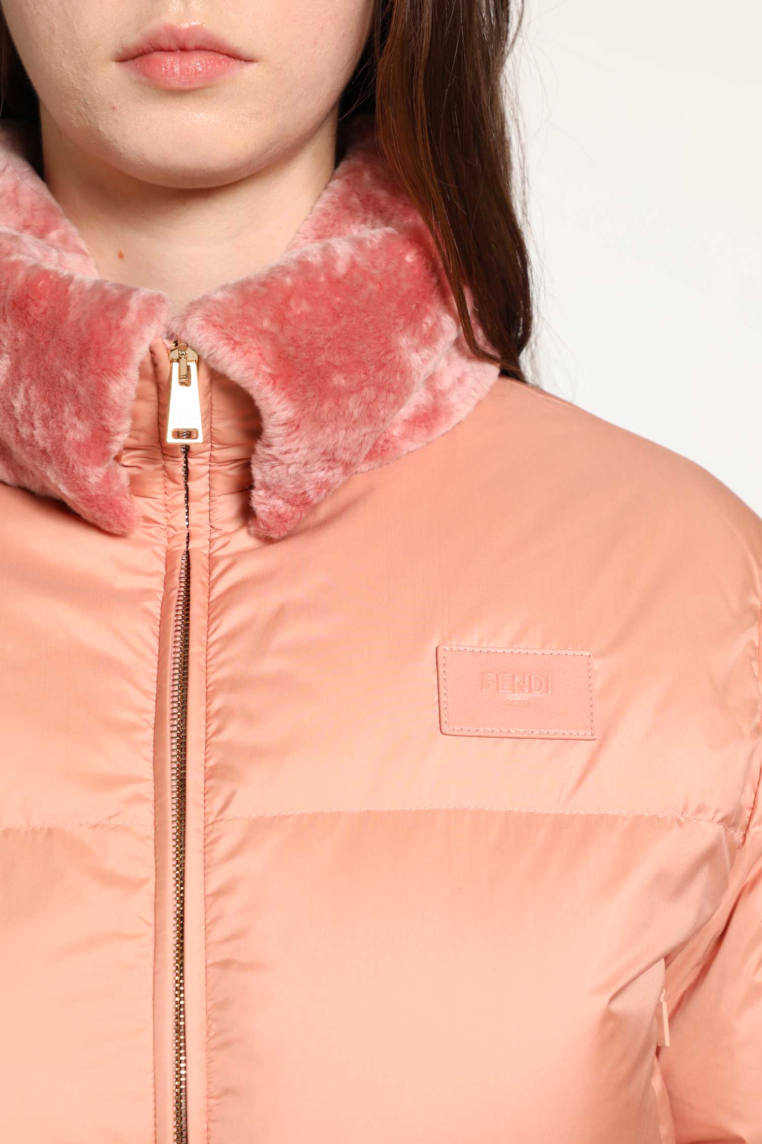 Nylon and Shearling Down Jacket