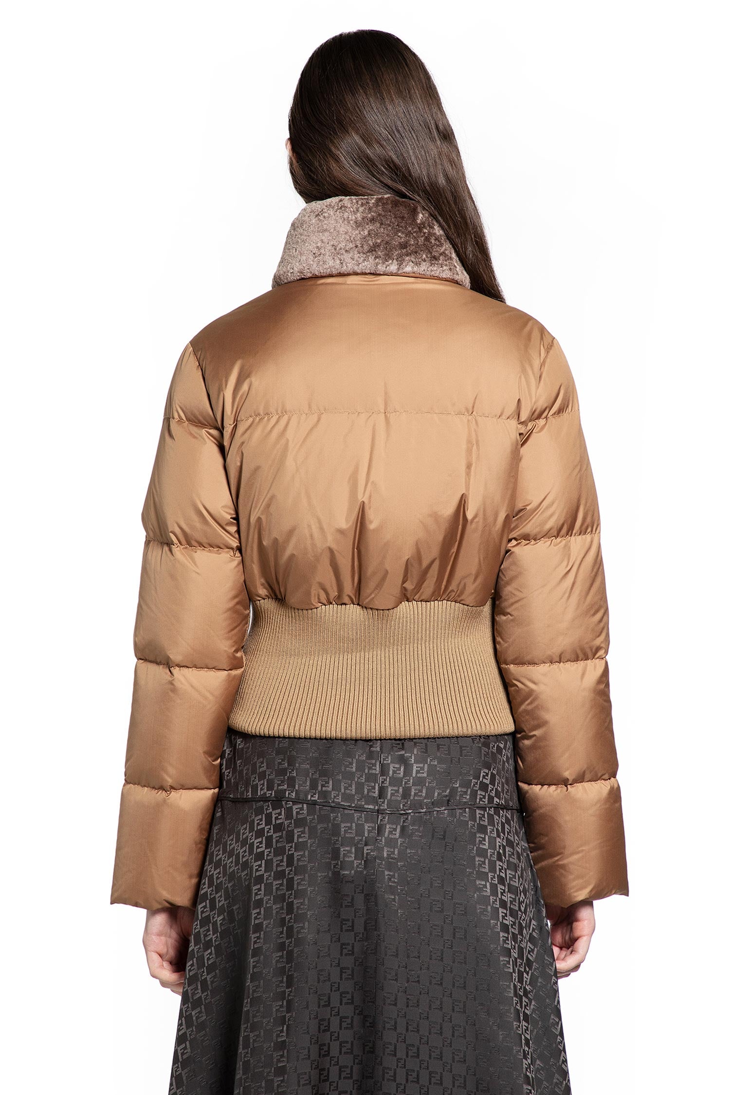 Nylon and Shearling Down Jacket