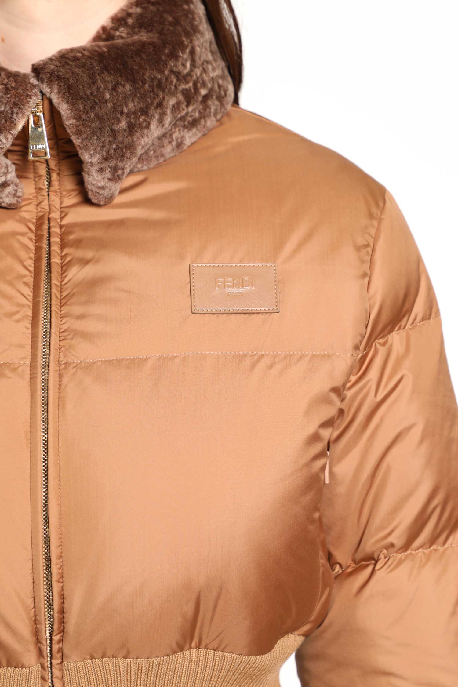 Nylon and Shearling Down Jacket