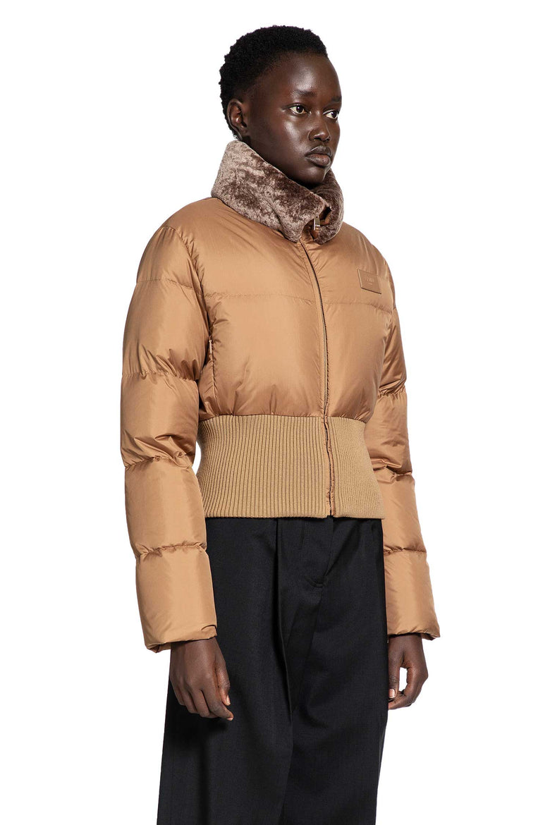 Nylon and Shearling Down Jacket