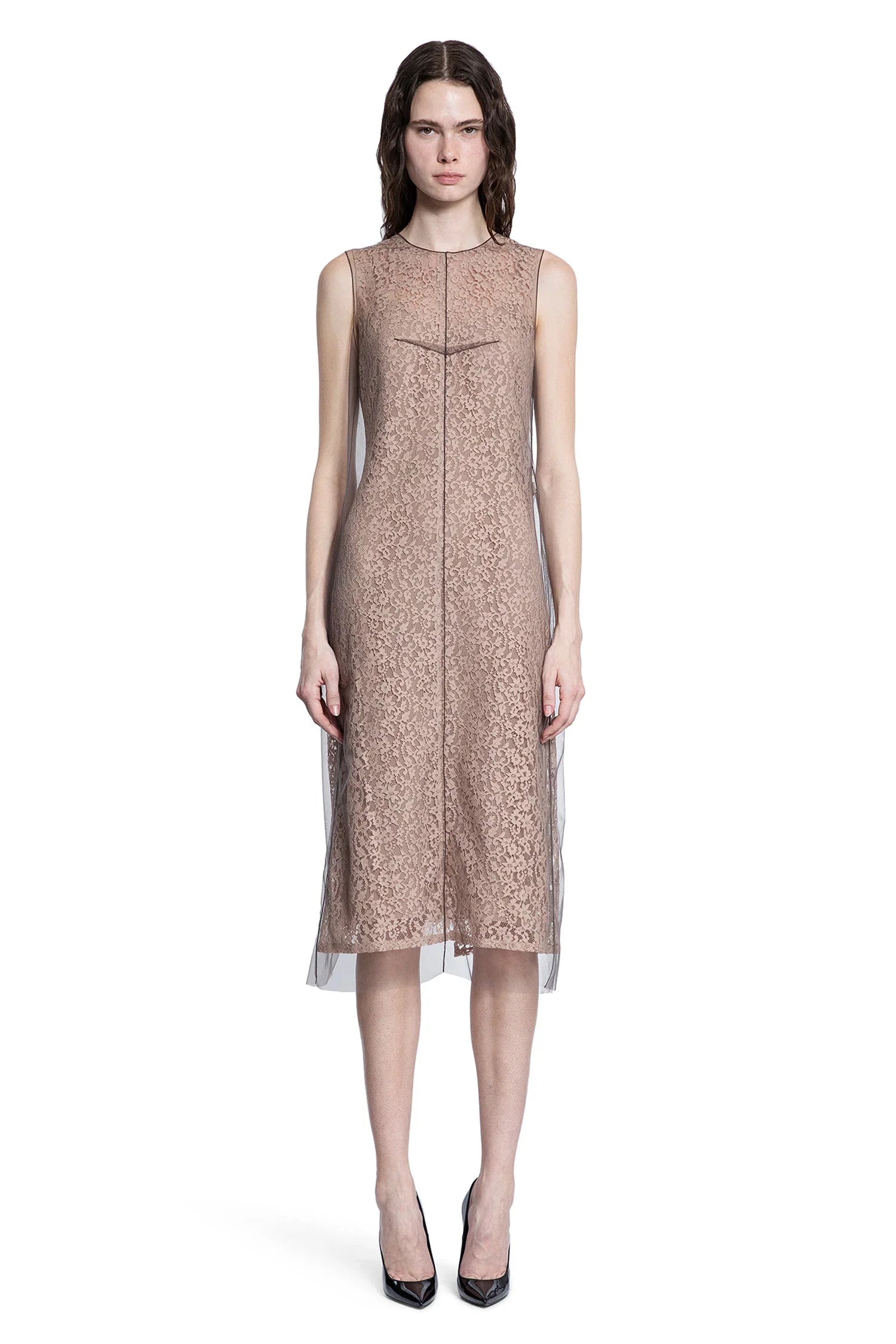 Floral Lace and Tulle Midi Dress - Antonioli.eu