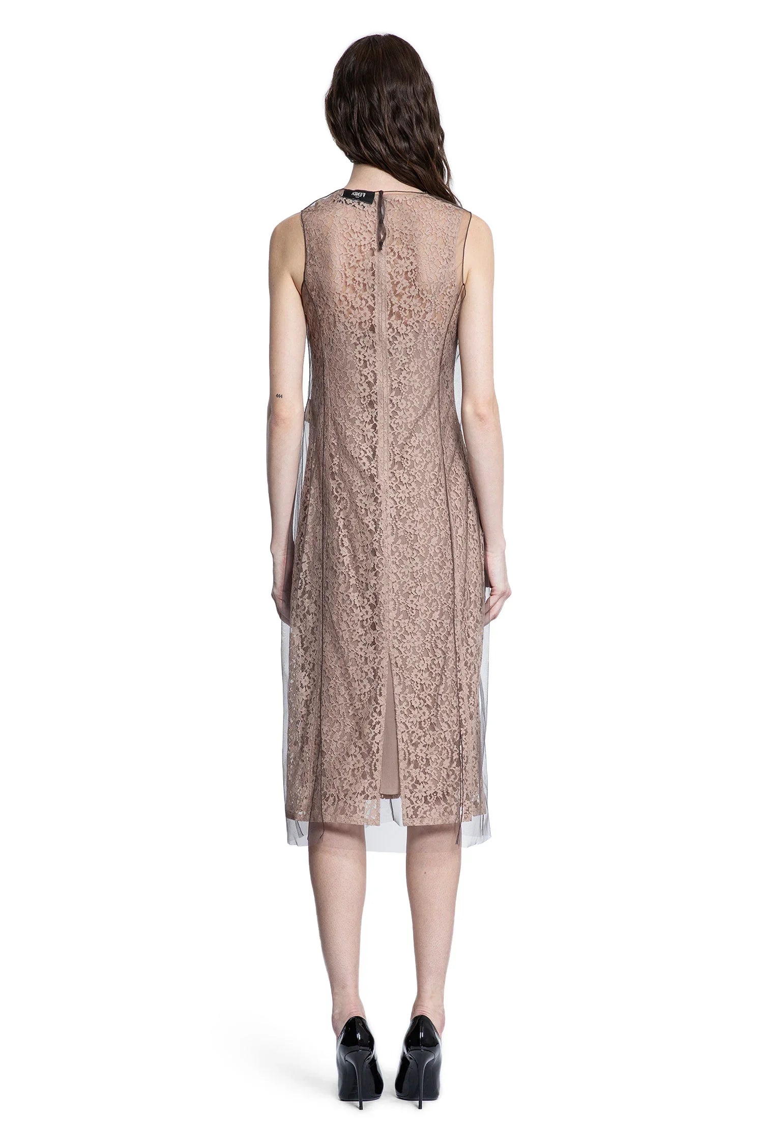Floral Lace and Tulle Midi Dress - Antonioli.eu