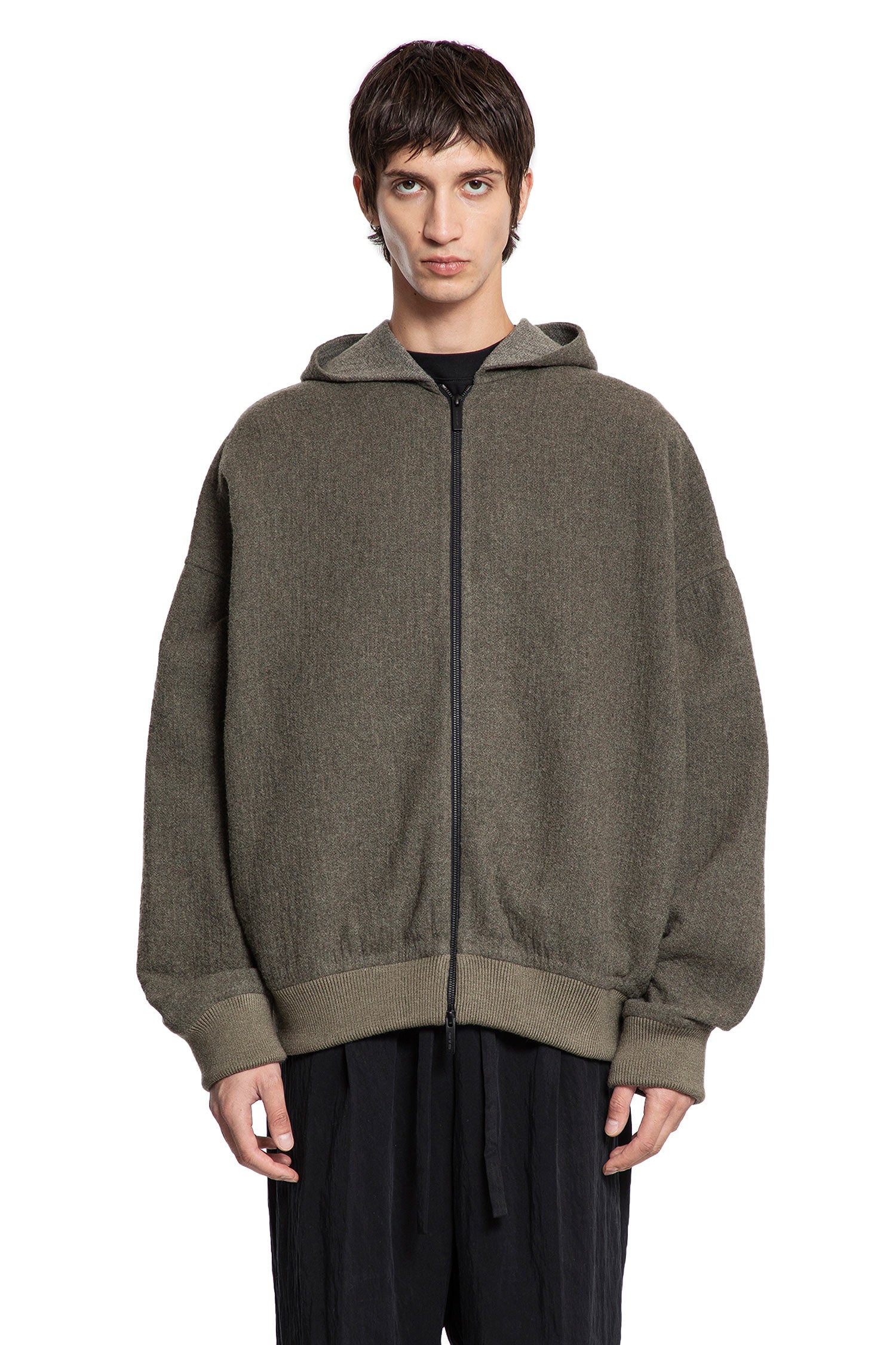 Double Wool Zip-Up Hoodie