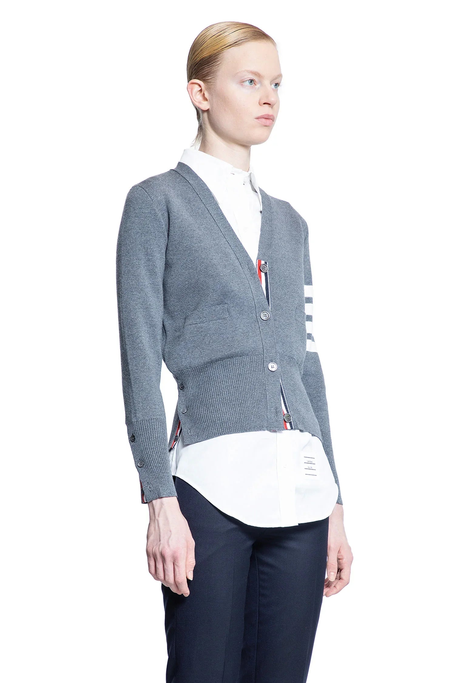 Wool 4-Bar V-Neck Cardigan - Antonioli.eu
