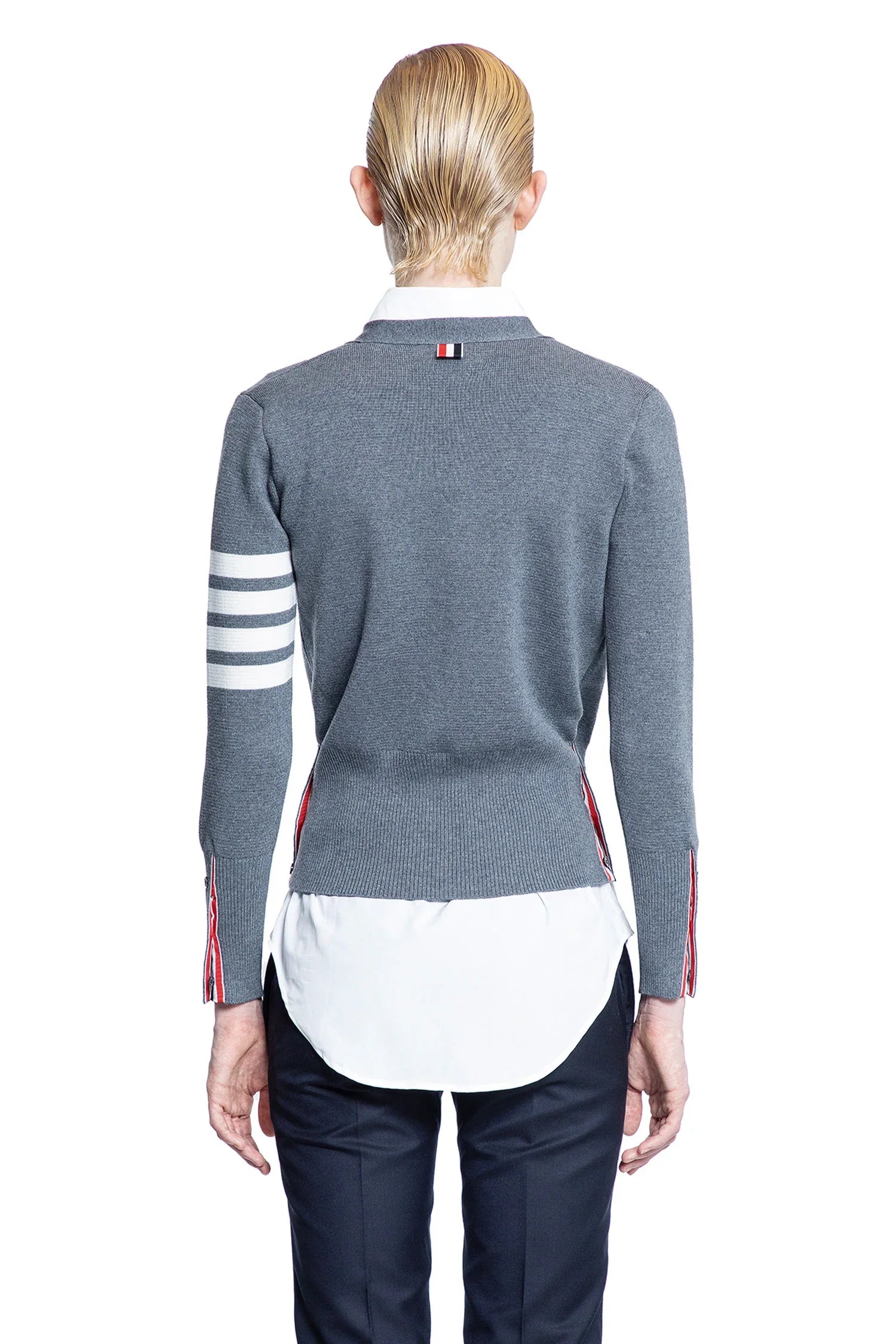 Wool 4-Bar V-Neck Cardigan - Antonioli.eu