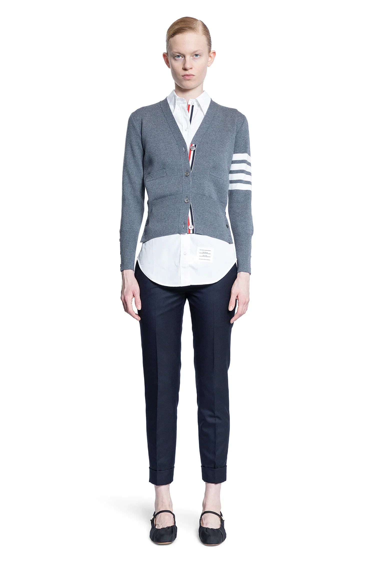 Wool 4-Bar V-Neck Cardigan - Antonioli.eu