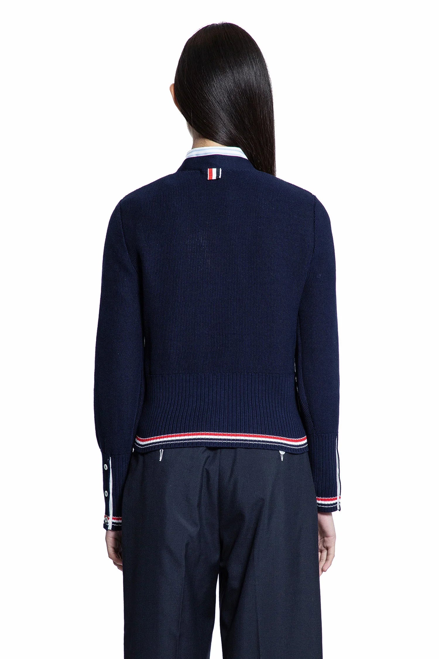 Textured stitch v-neck cardigan - Antonioli.eu