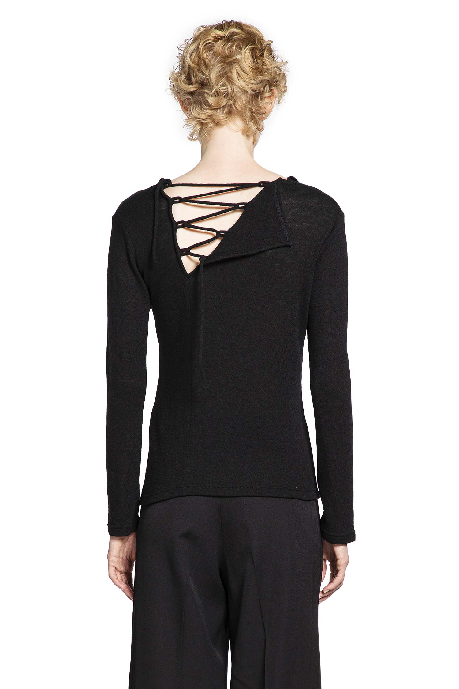 YOHJI YAMAMOTO WOMAN BLACK T-SHIRTS & TANK TOPS
