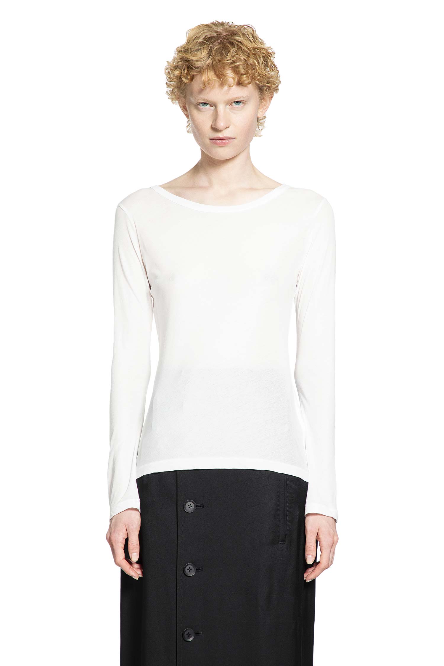 YOHJI YAMAMOTO WOMAN BLACK T-SHIRTS & TANK TOPS