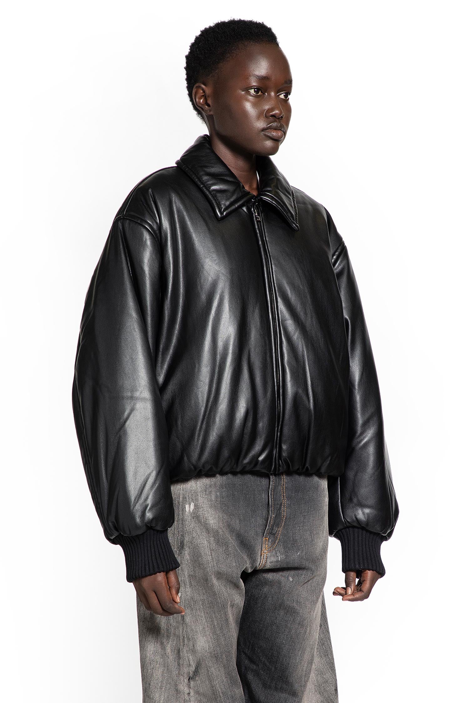 Faux Leather Bomber Jacket