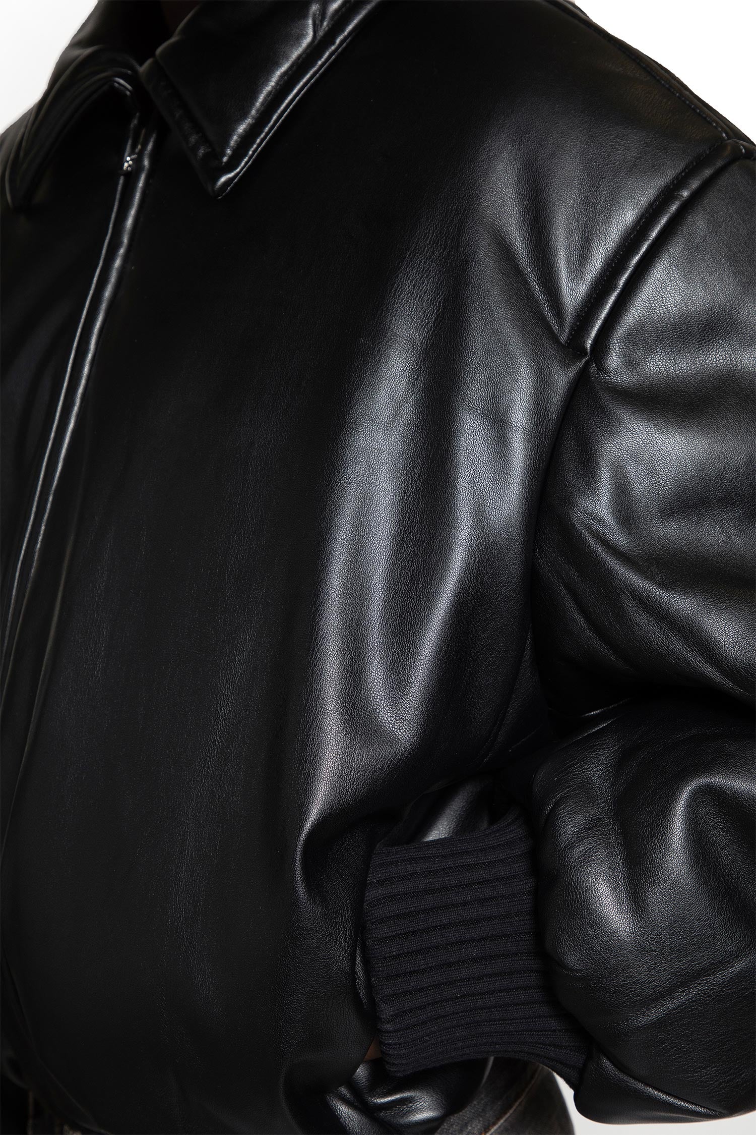 Faux Leather Bomber Jacket