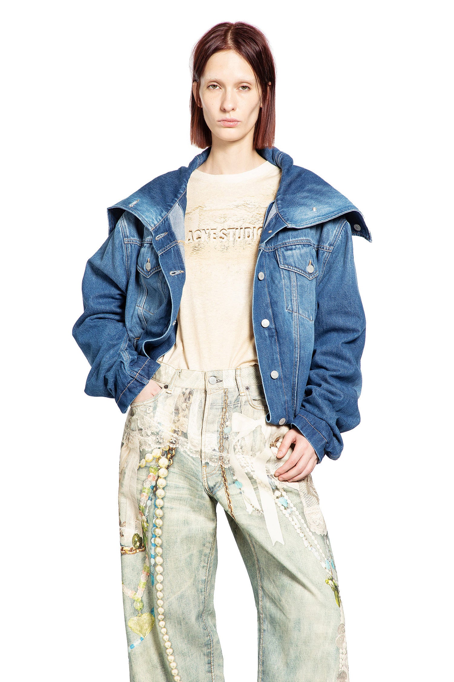 Crinkled Denim Jacket - Antonioli.eu