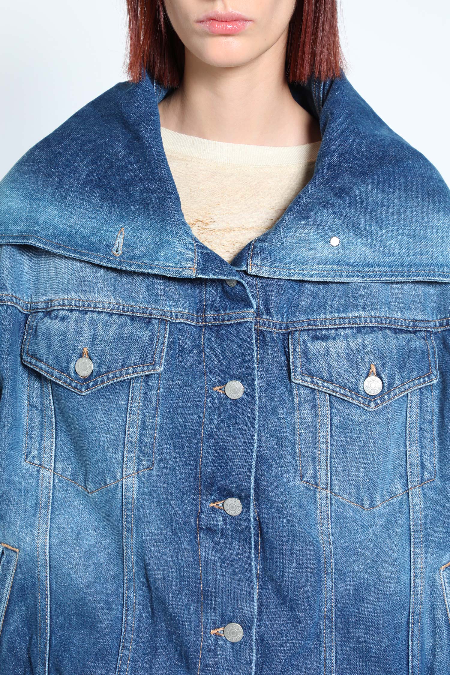 Crinkled Denim Jacket - Antonioli.eu