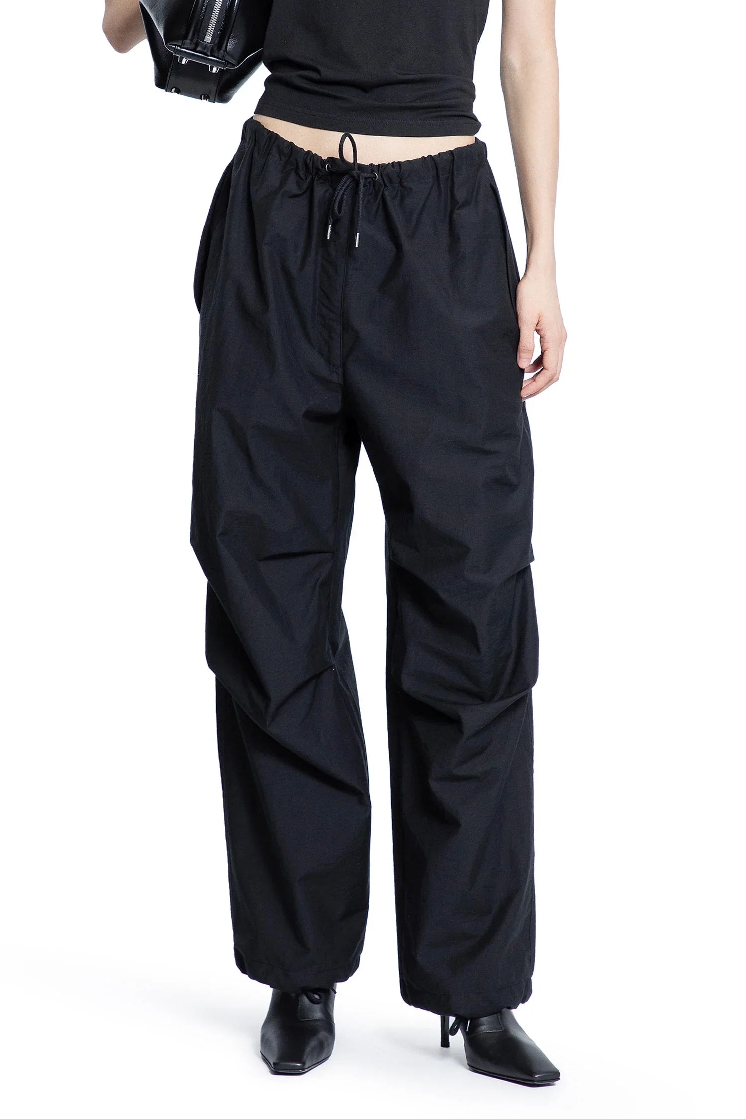 Crinkled Cotton Nylon Baggy Trousers - Antonioli.eu