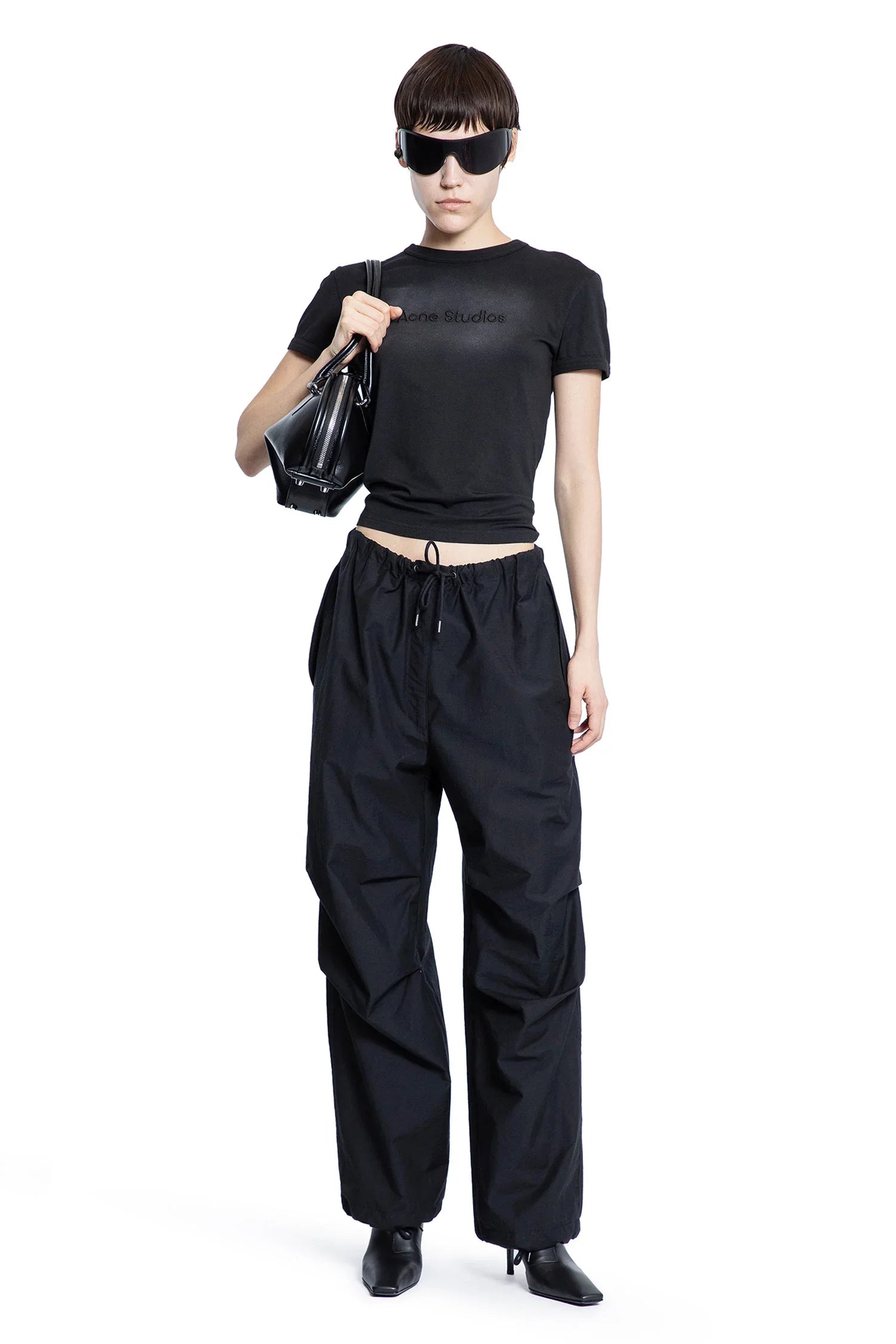 Crinkled Cotton Nylon Baggy Trousers - Antonioli.eu
