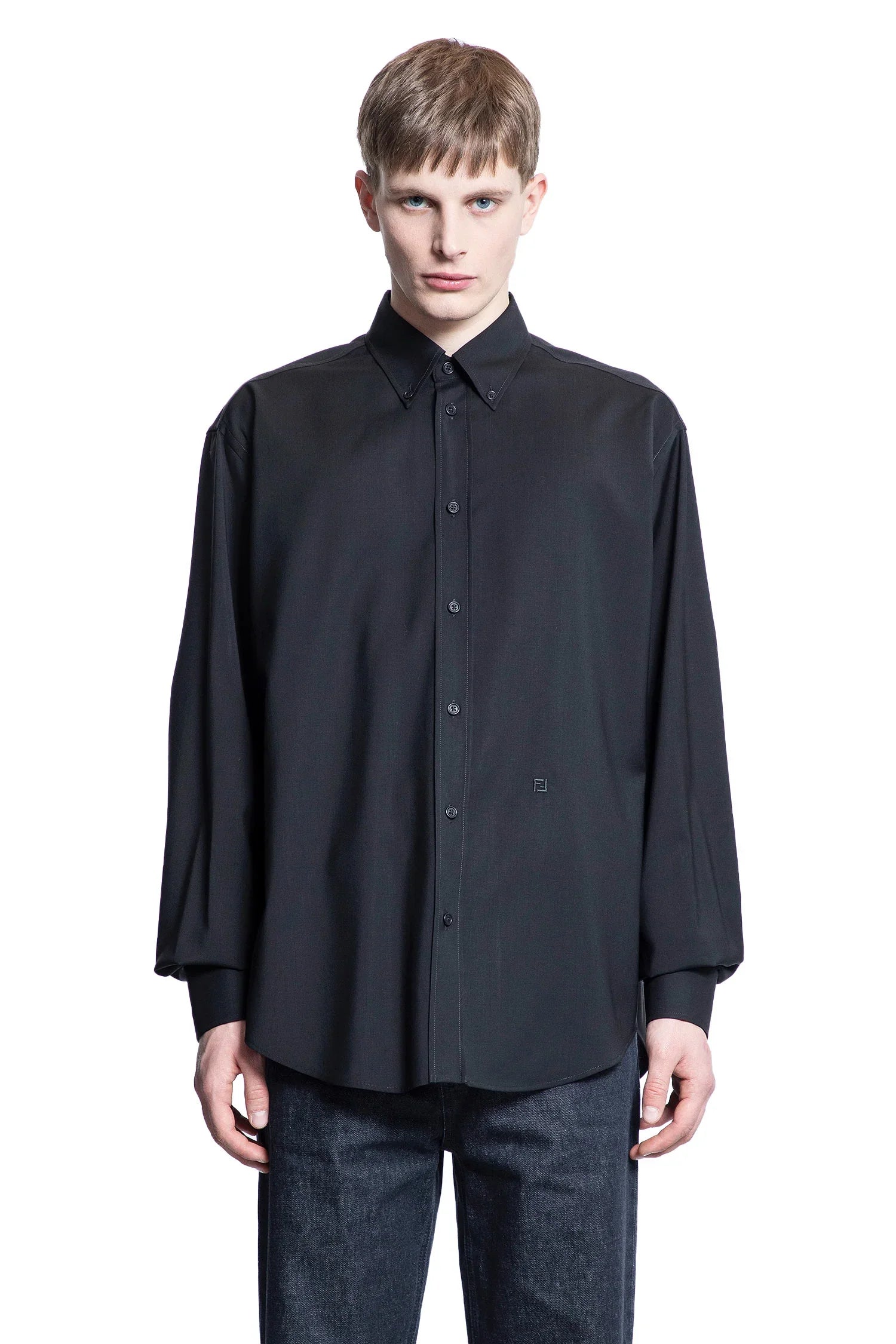 Lightweight Wool Button-Down Shirt - Antonioli.eu