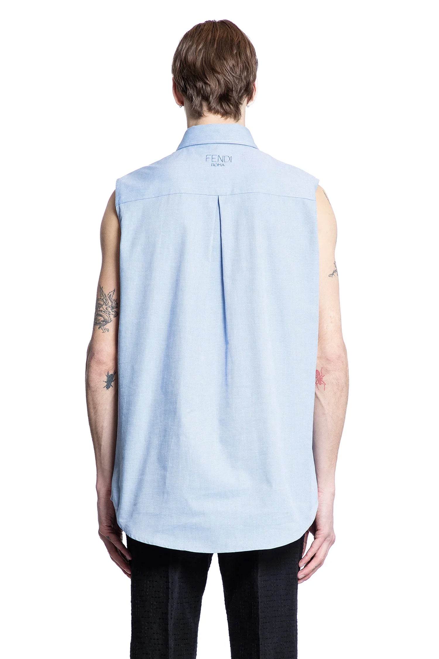 Sleeveless Oxford Cotton Shirt - Antonioli.eu