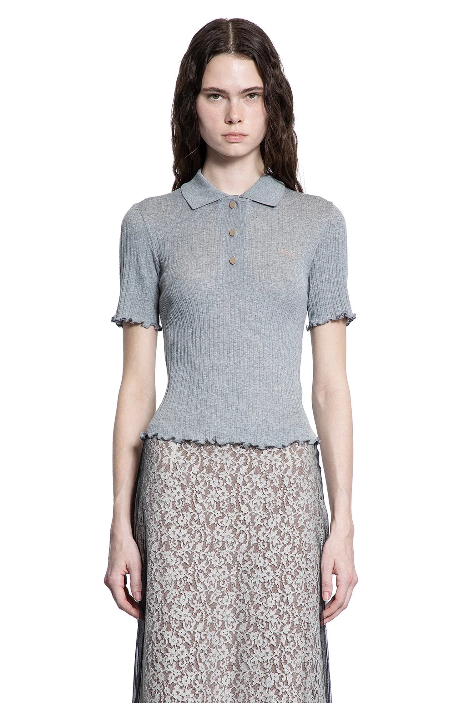 FENDI WOMAN GREY T-SHIRTS & TANK TOPS - Antonioli.eu